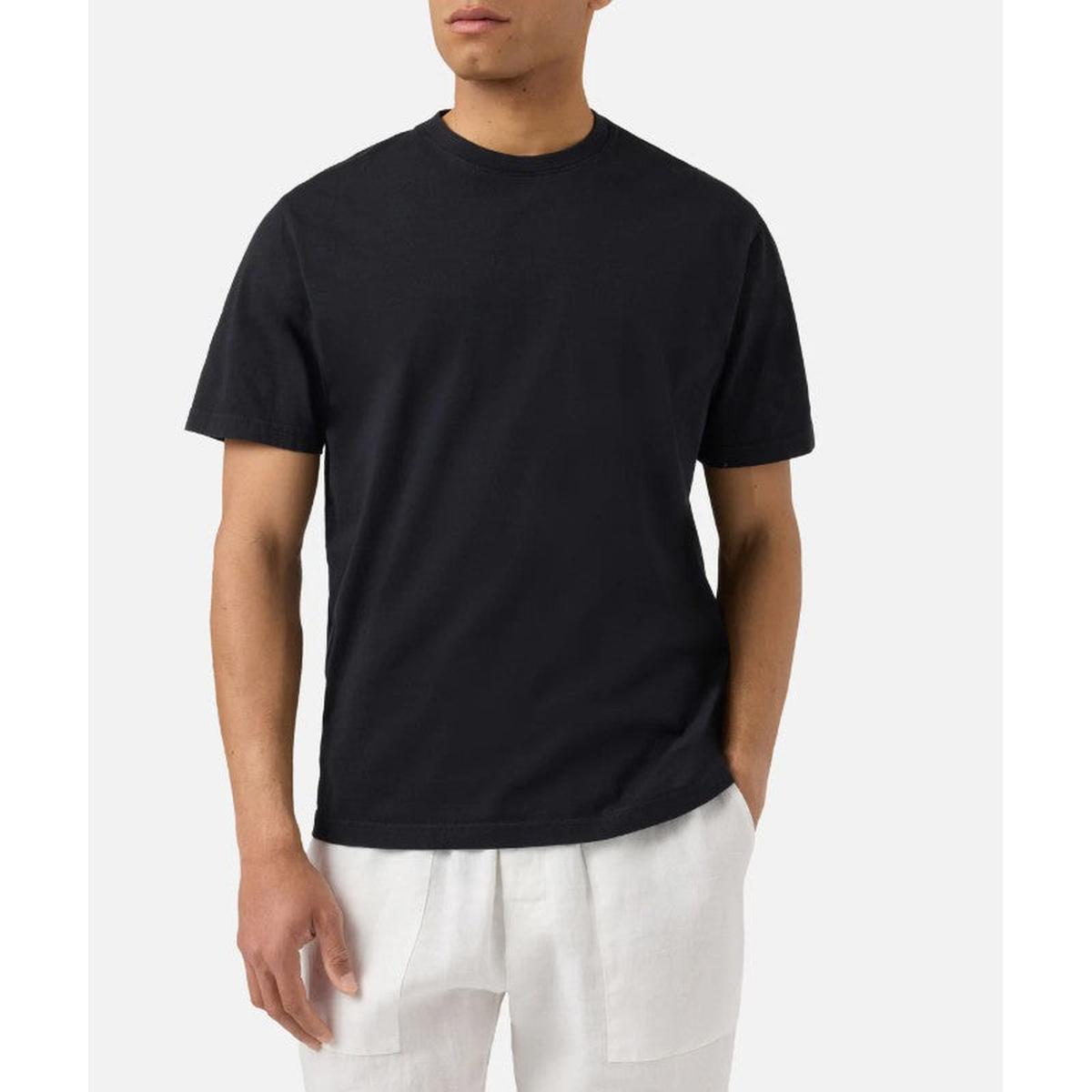 MC2 Saint Barth Dover Black Cotton T-Shirt with St. Barth Embroidery
