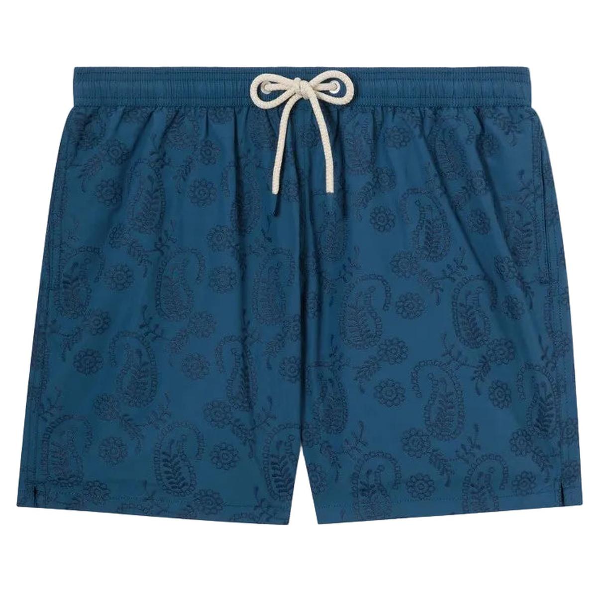 MC2 Saint Barth Patmos The Riviera Swim Shorts in Blue Sangallo with Embroidery - Limited Edition