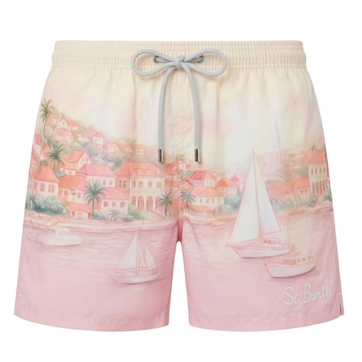 MC2 Saint Barth Gustavia Swim Shorts in ST Barth Sunset Placed Print