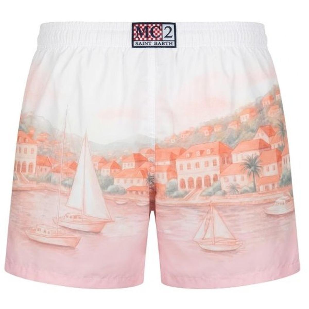 MC2 Saint Barth Gustavia Swim Shorts in ST Barth Sunset Placed Print