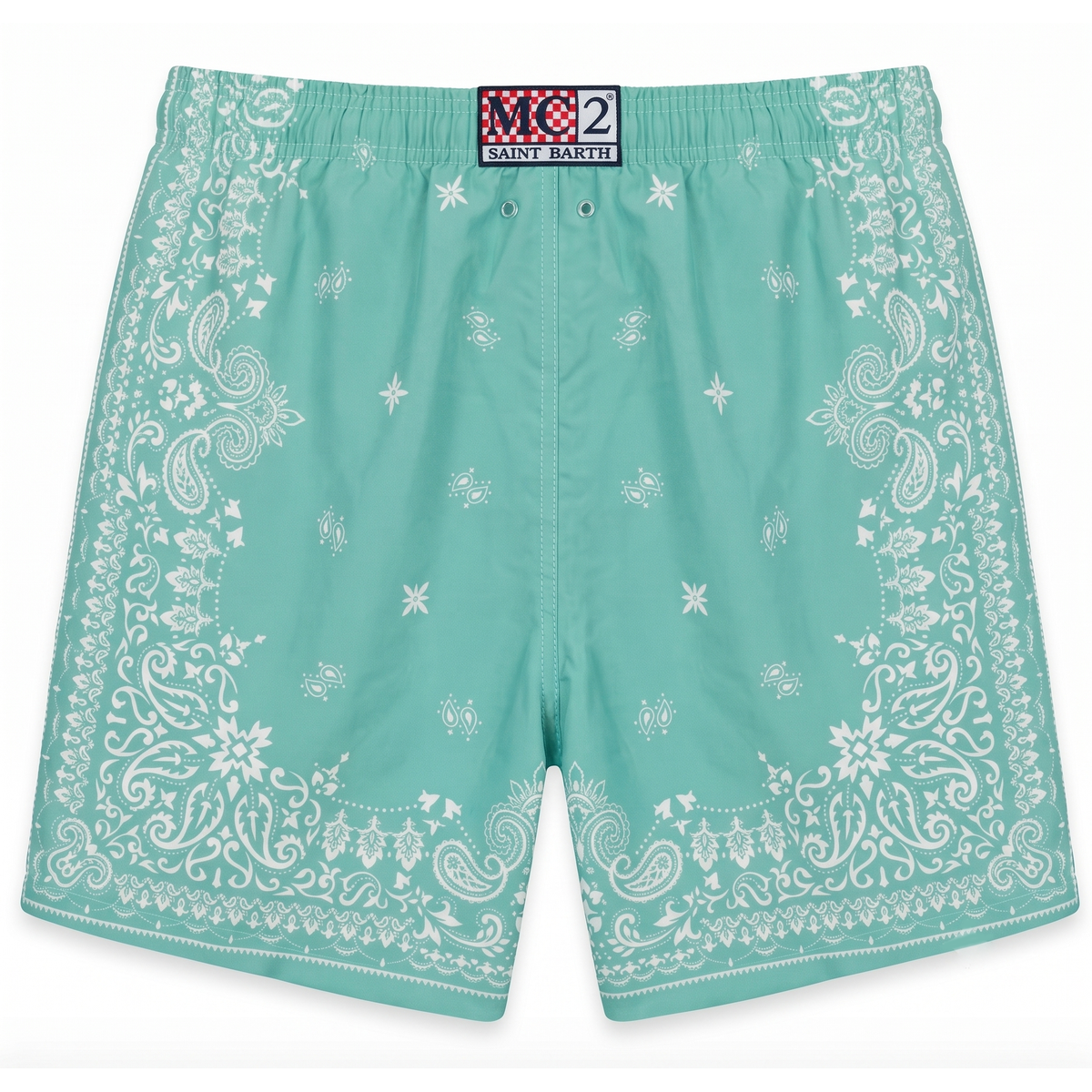 MC2 Saint Barth Gustavia Swim Shorts in Sage Green Bandana Paisley Print