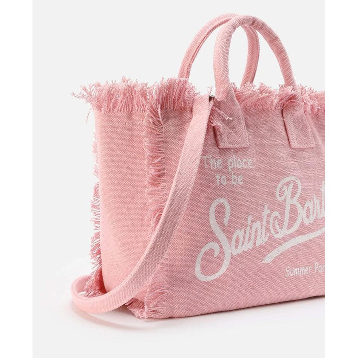 MC2 Saint Barth Colette Canvas Bag in Pink with Fringes