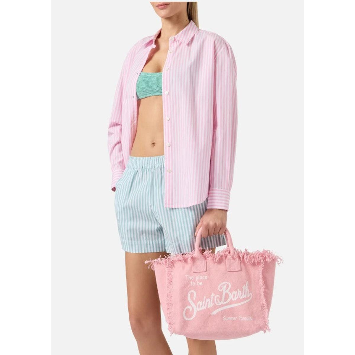 MC2 Saint Barth Colette Canvas Bag in Pink with Fringes