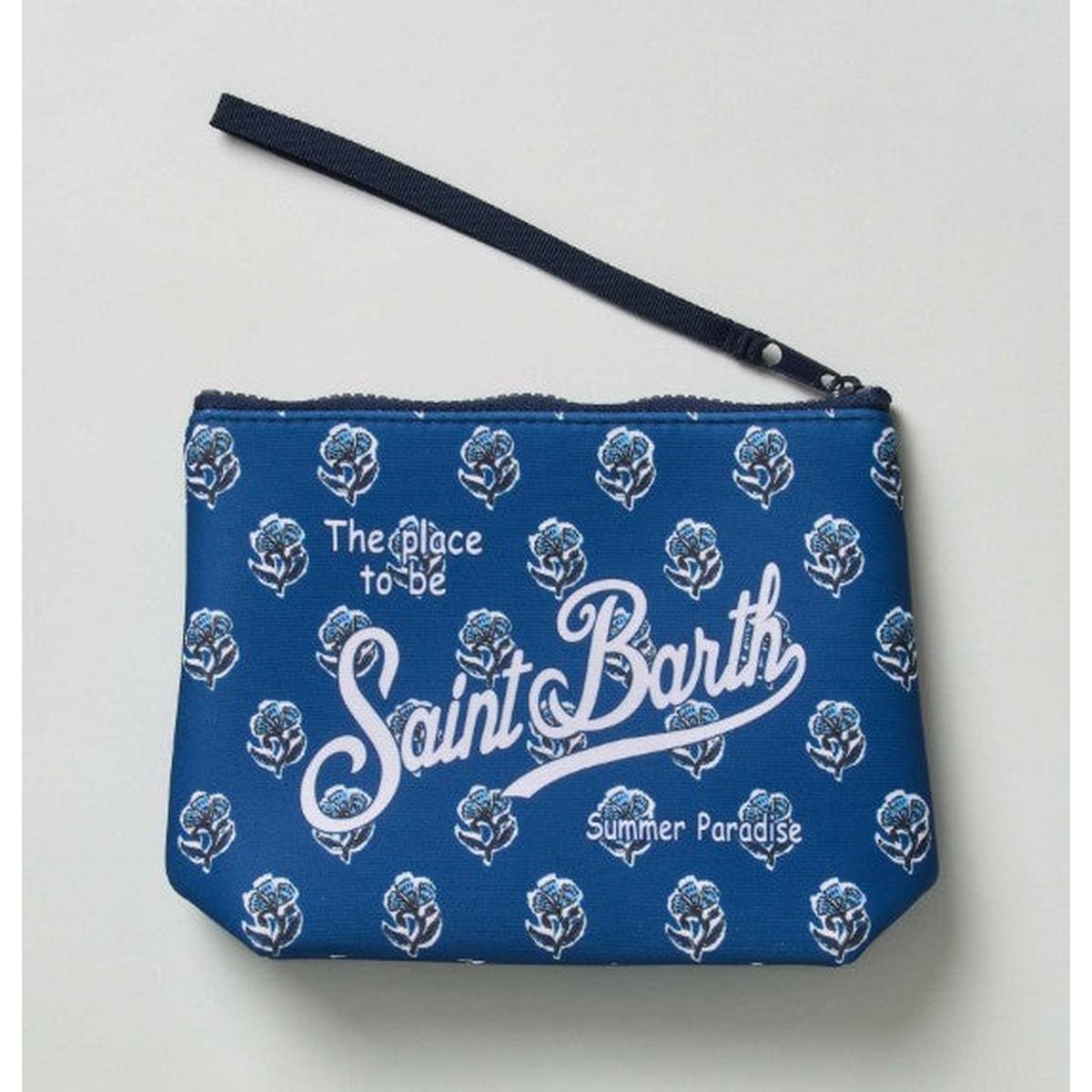 MC2 Saint Barth Aline Scuba Pouch in Blue with All-Over Jaipur Bloom Print