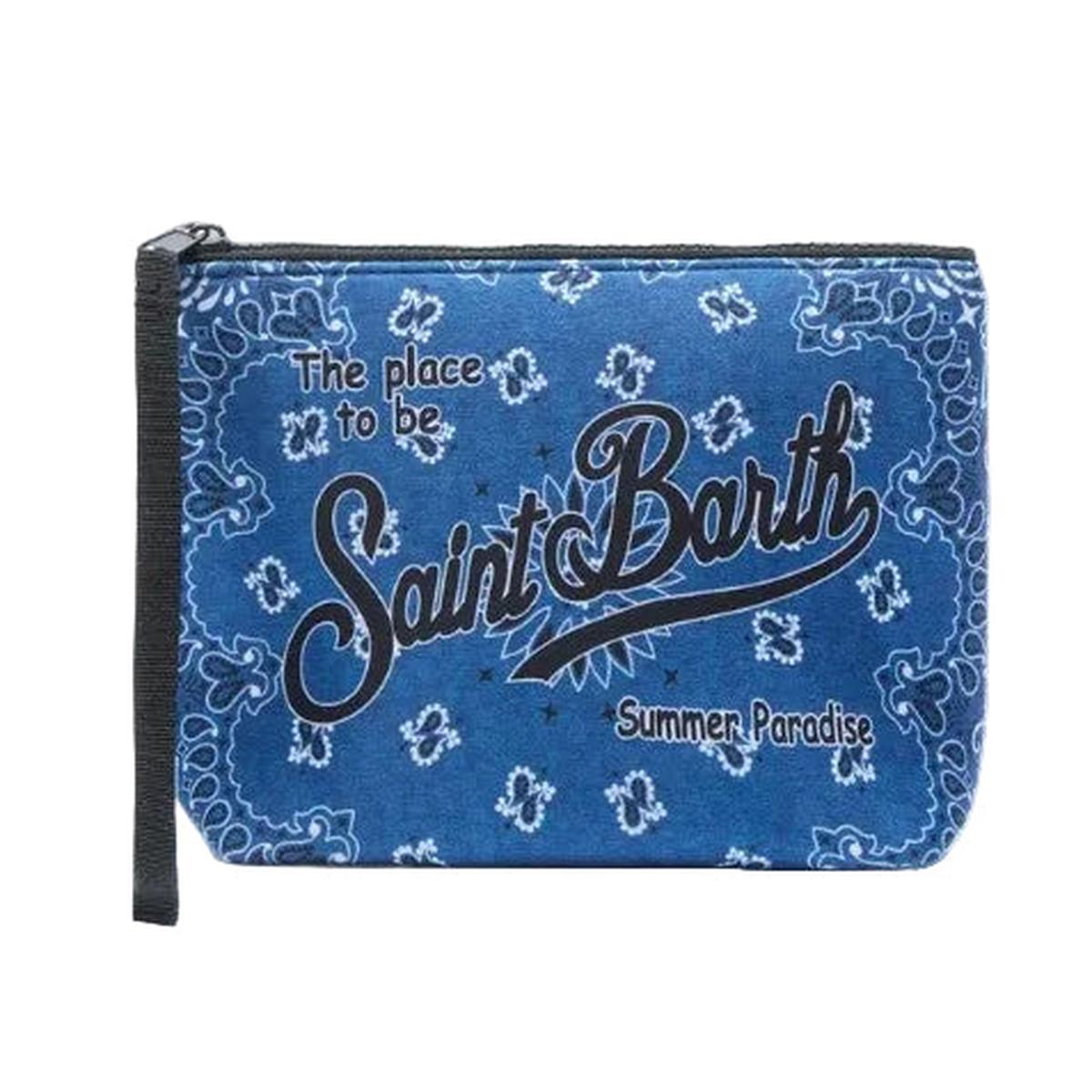 MC2 Saint Barth Aline Scuba Pouch in Blue Bandana Print