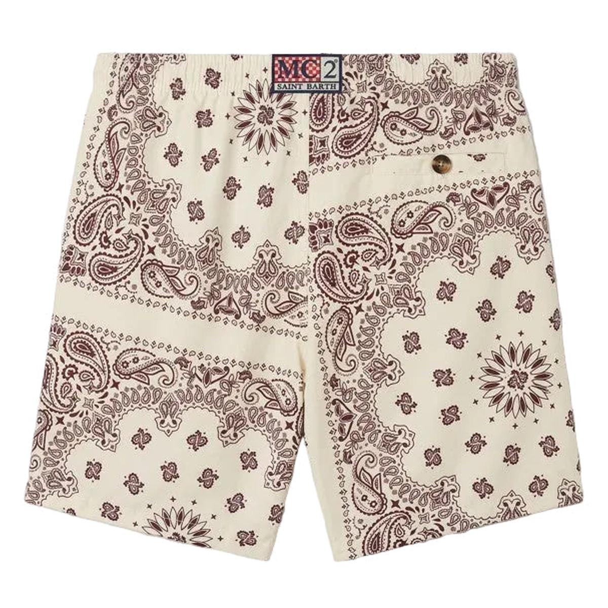 MC2 Saint Barth Caprese Swim Shorts in Ivory Bandana Print