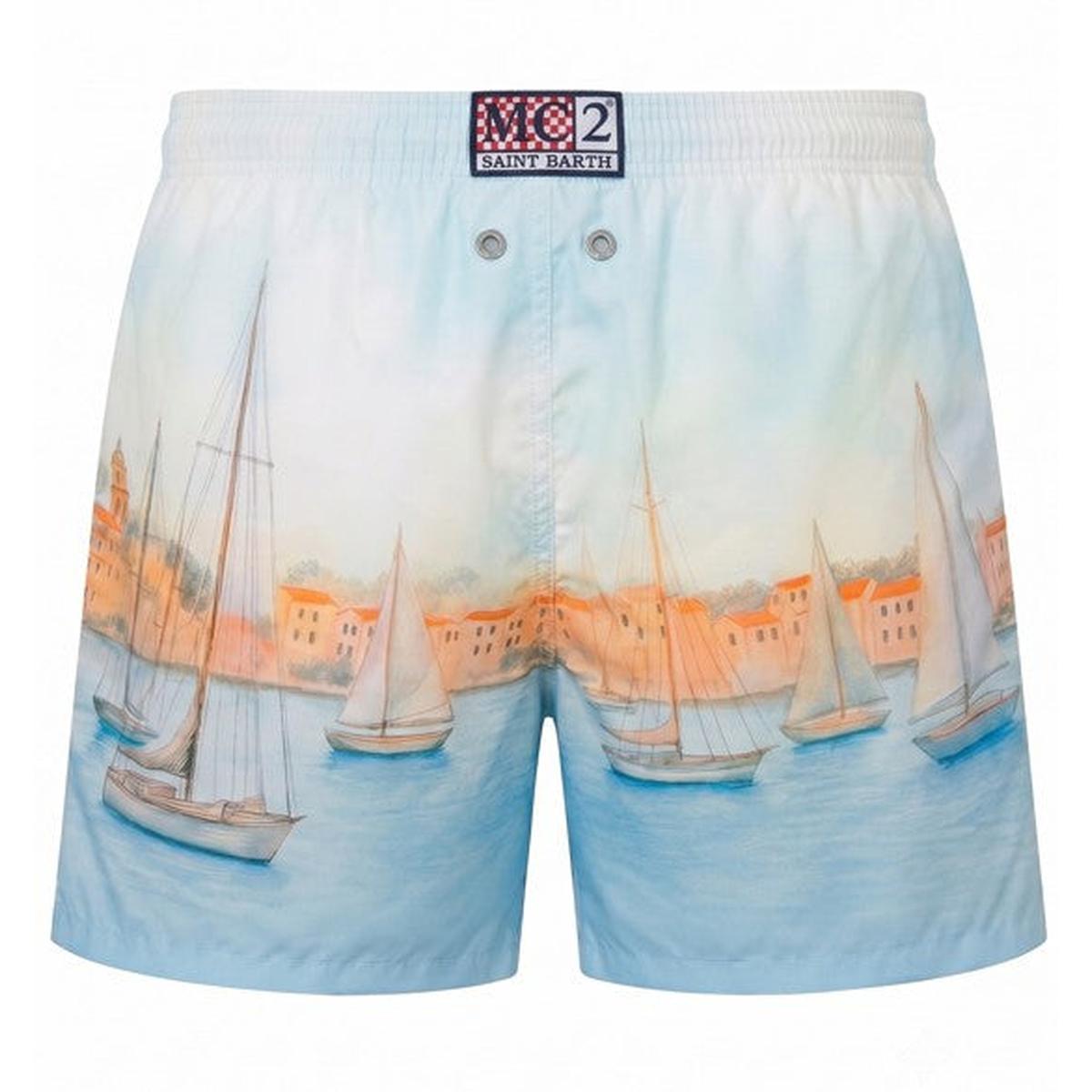 MC2 Saint Barth Gustavia Swim Shorts in ST Tropez Horizon Placed Print