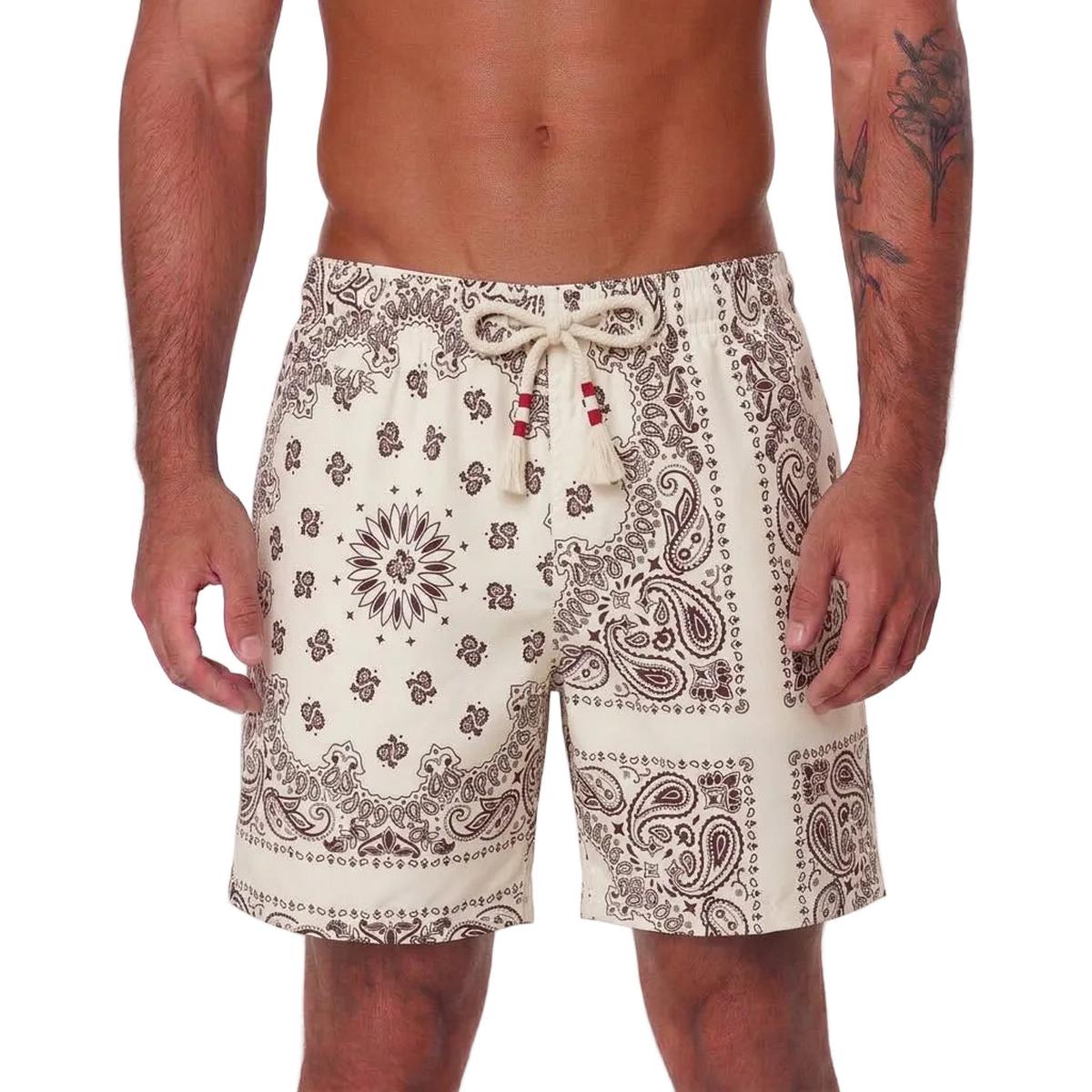 MC2 Saint Barth Caprese Swim Shorts in Ivory Bandana Print
