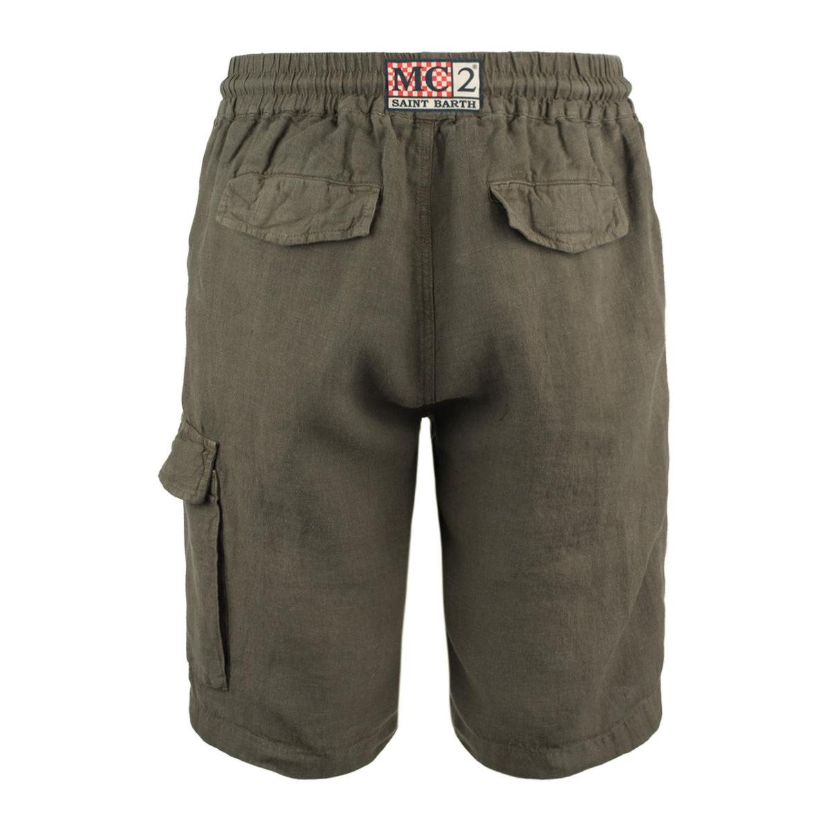 MC2 Saint Barth Marselille Linen Bermuda Shorts In Komue Green