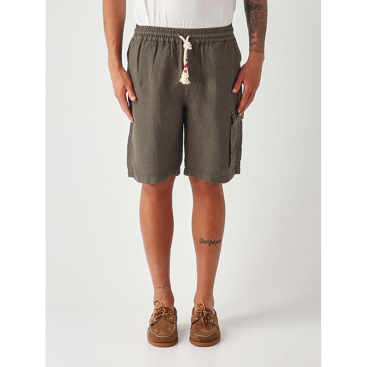 MC2 Saint Barth Marselille Linen Bermuda Shorts In Komue Green