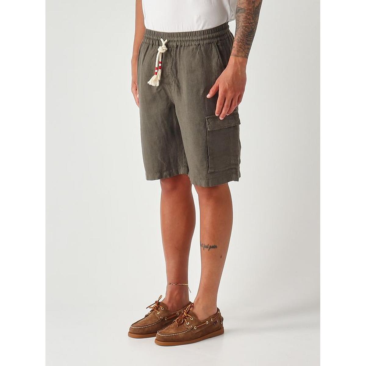 MC2 Saint Barth Marselille Linen Bermuda Shorts In Komue Green