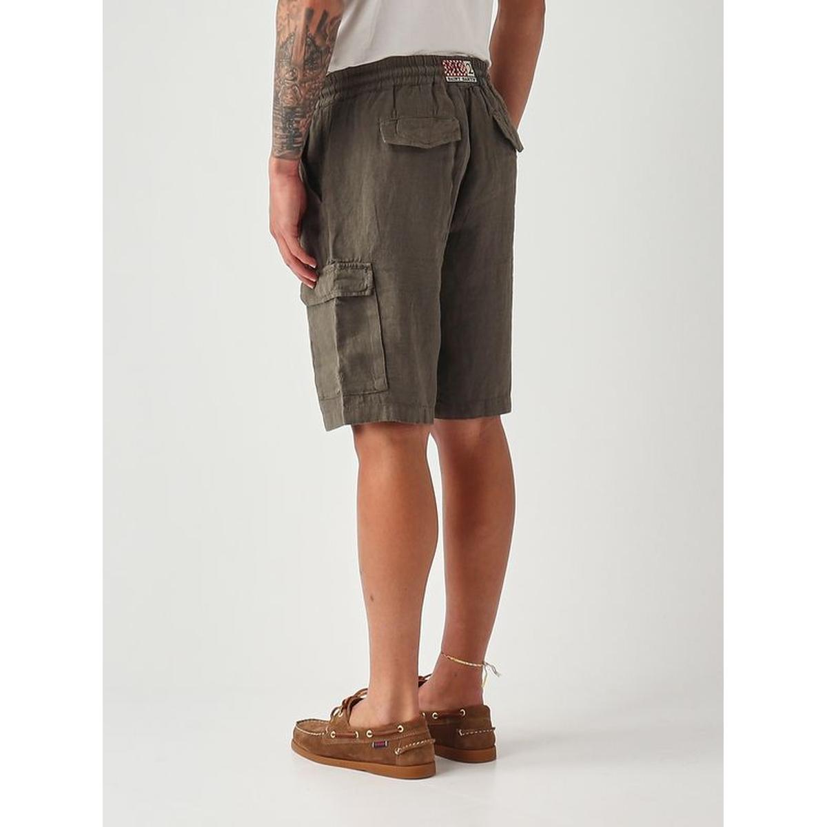 MC2 Saint Barth Marselille Linen Bermuda Shorts In Komue Green