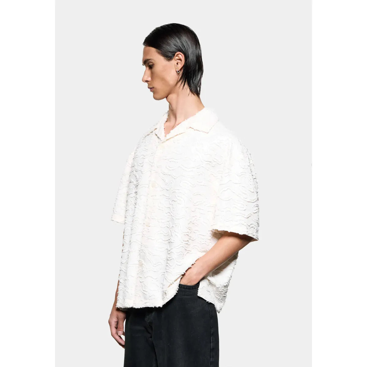 MKI Jacquard Fringe Vacation Shirt in Bone
