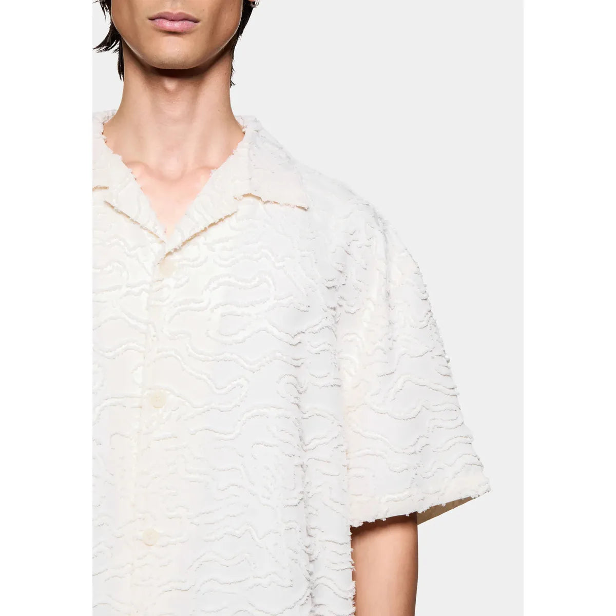 MKI Jacquard Fringe Vacation Shirt in Bone