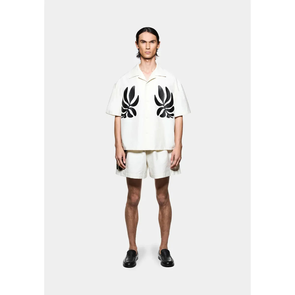 MKI Botanical Print Vacation Shirt in Bone