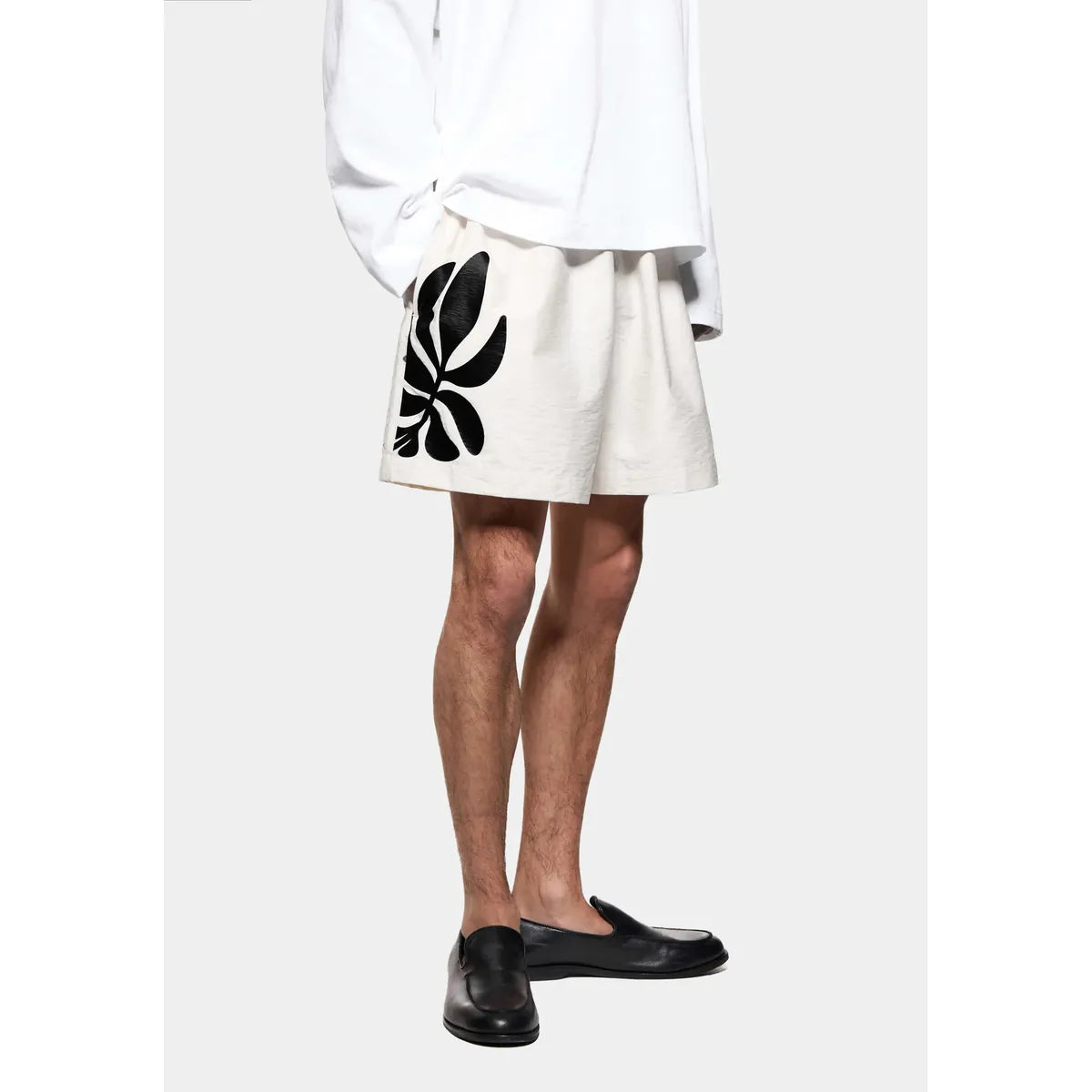 MKI Botanical Print Wide Leg Shorts in Bone