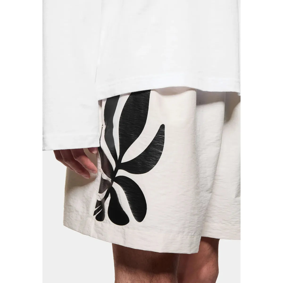 MKI Botanical Print Wide Leg Shorts in Bone