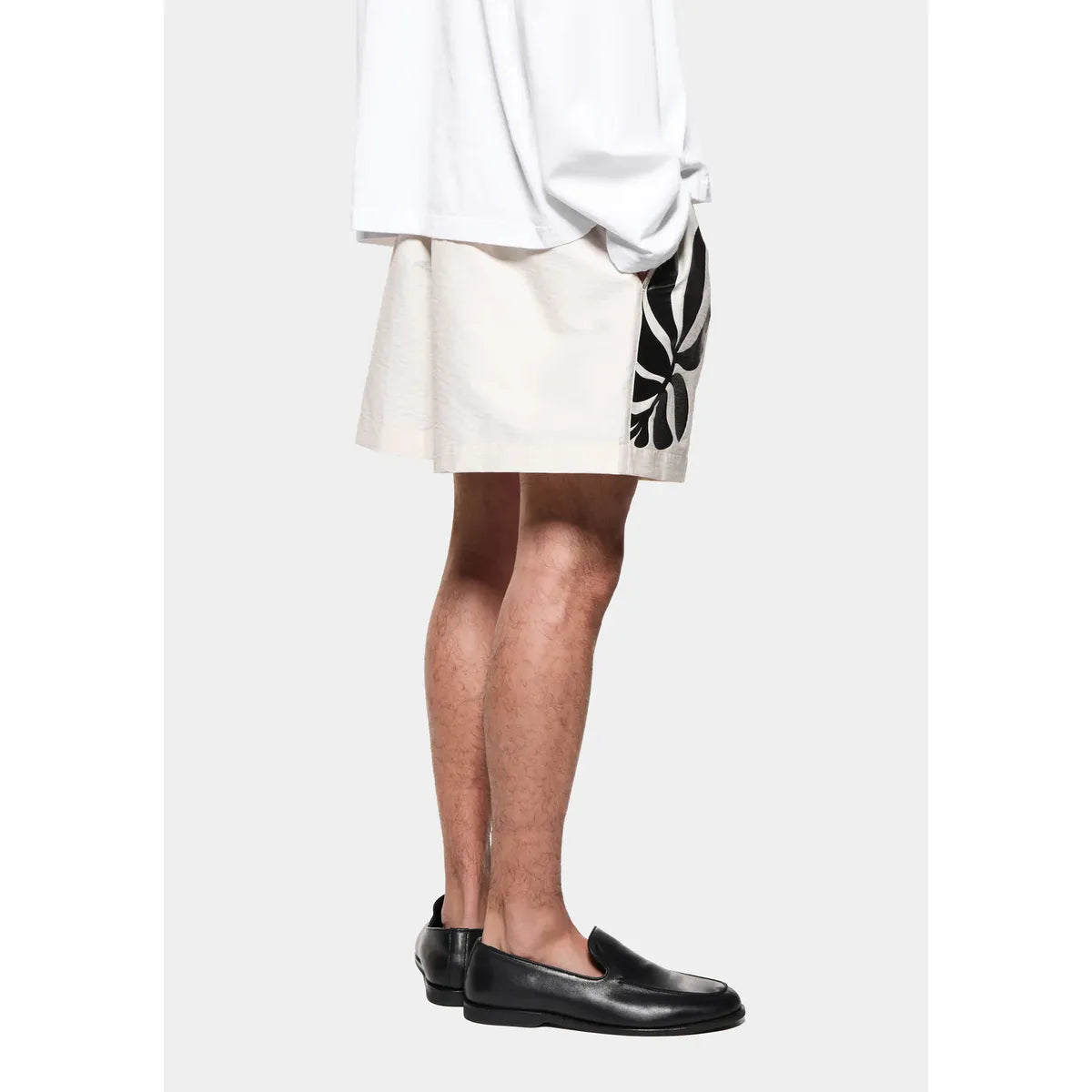 MKI Botanical Print Wide Leg Shorts in Bone