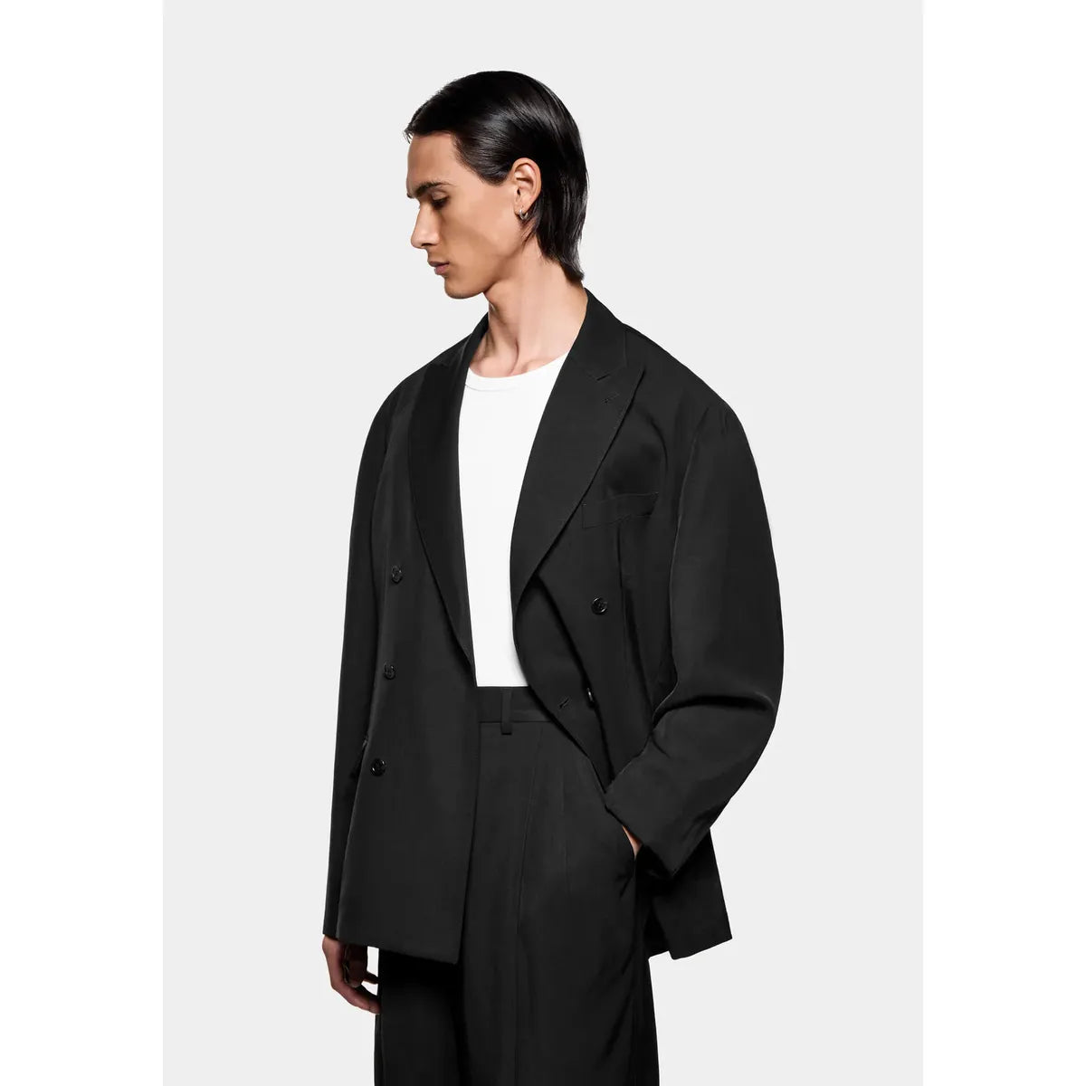 MKI Double Breasted Suit Jacket in Black