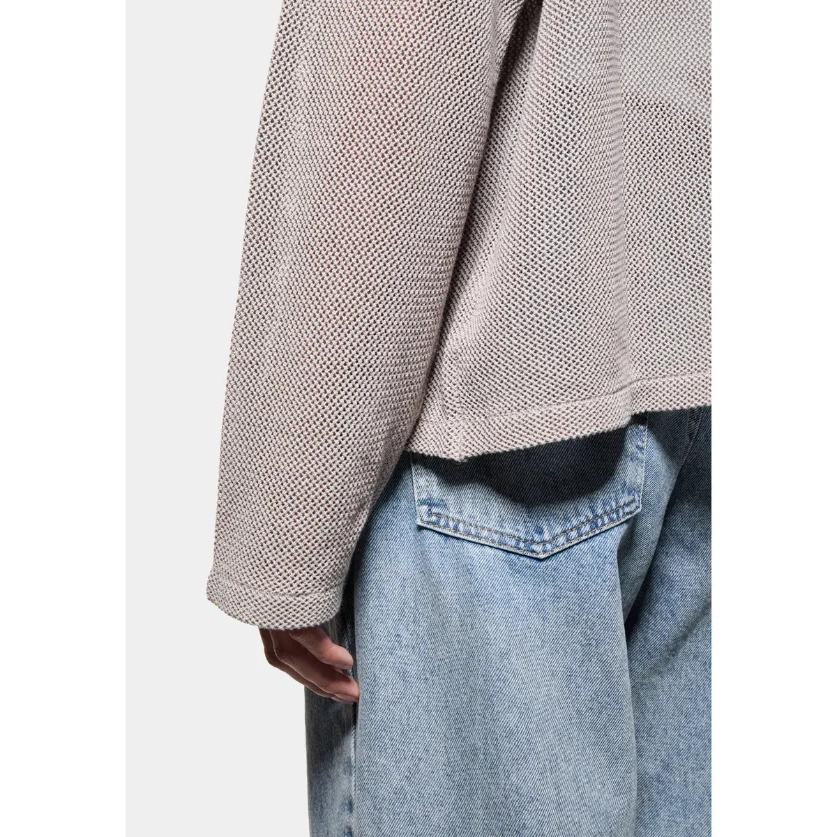 MKI Linen Loose Knit Cardigan in Taupe