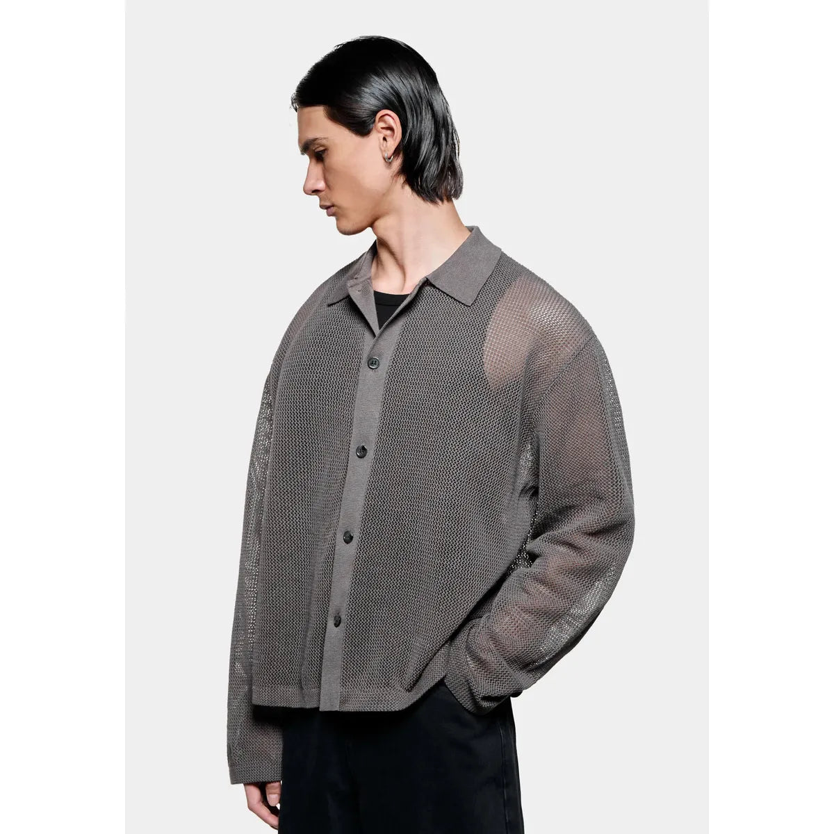 MKI Linen Loose Knit Cardigan in Espresso