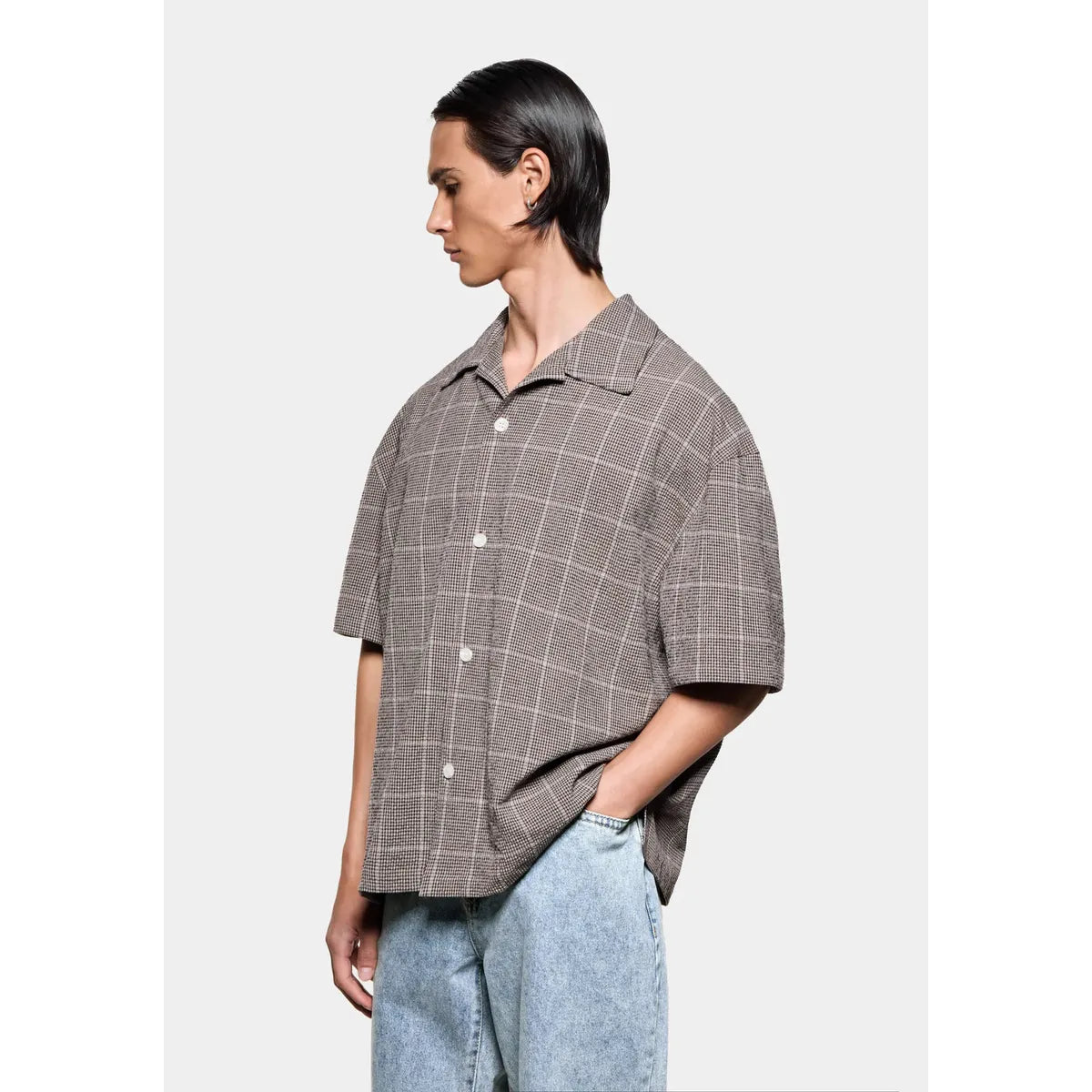 MKI Seersucker Check Vacation Shirt in Brown