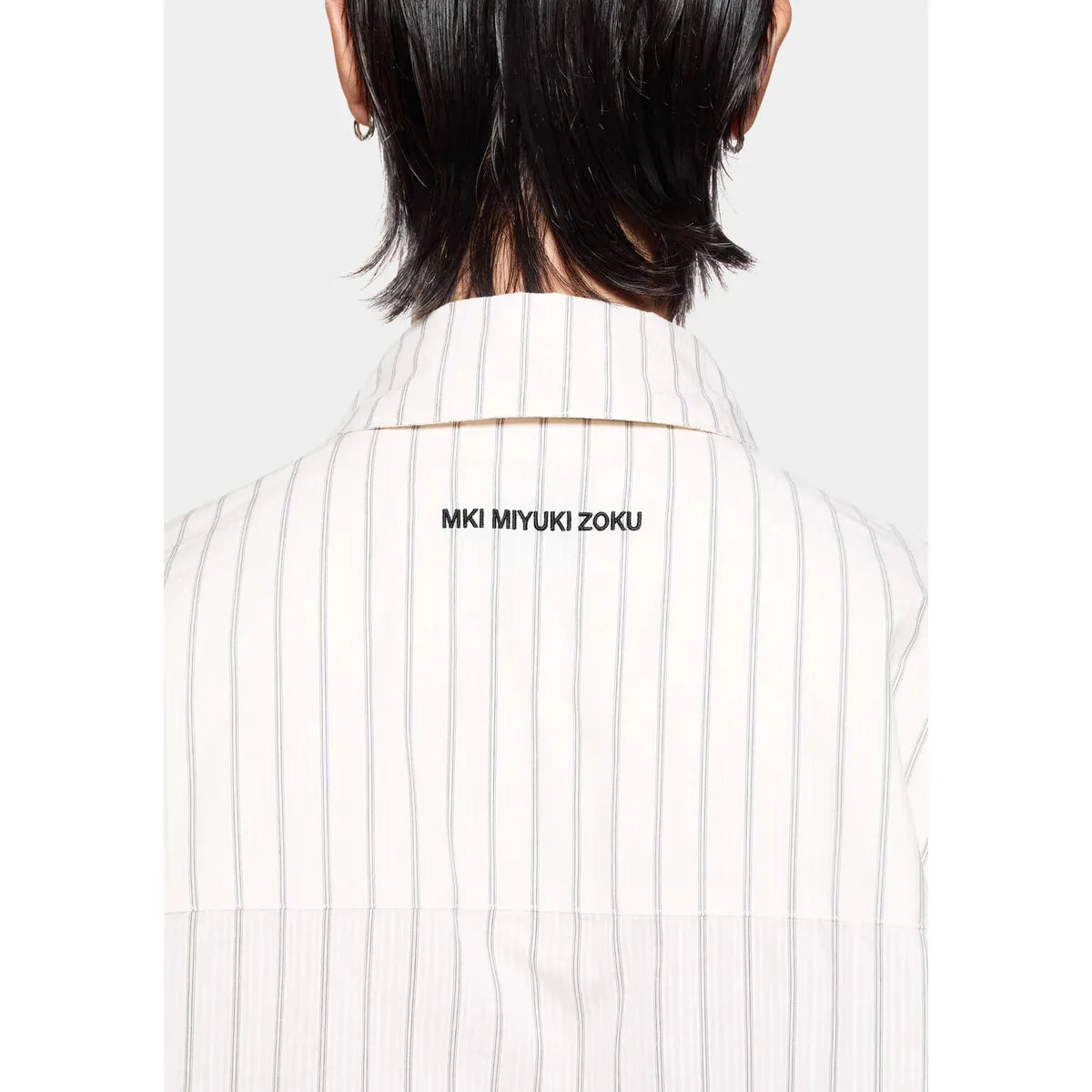 MKI Seersucker Stripe Box Dress Shirt in Off White