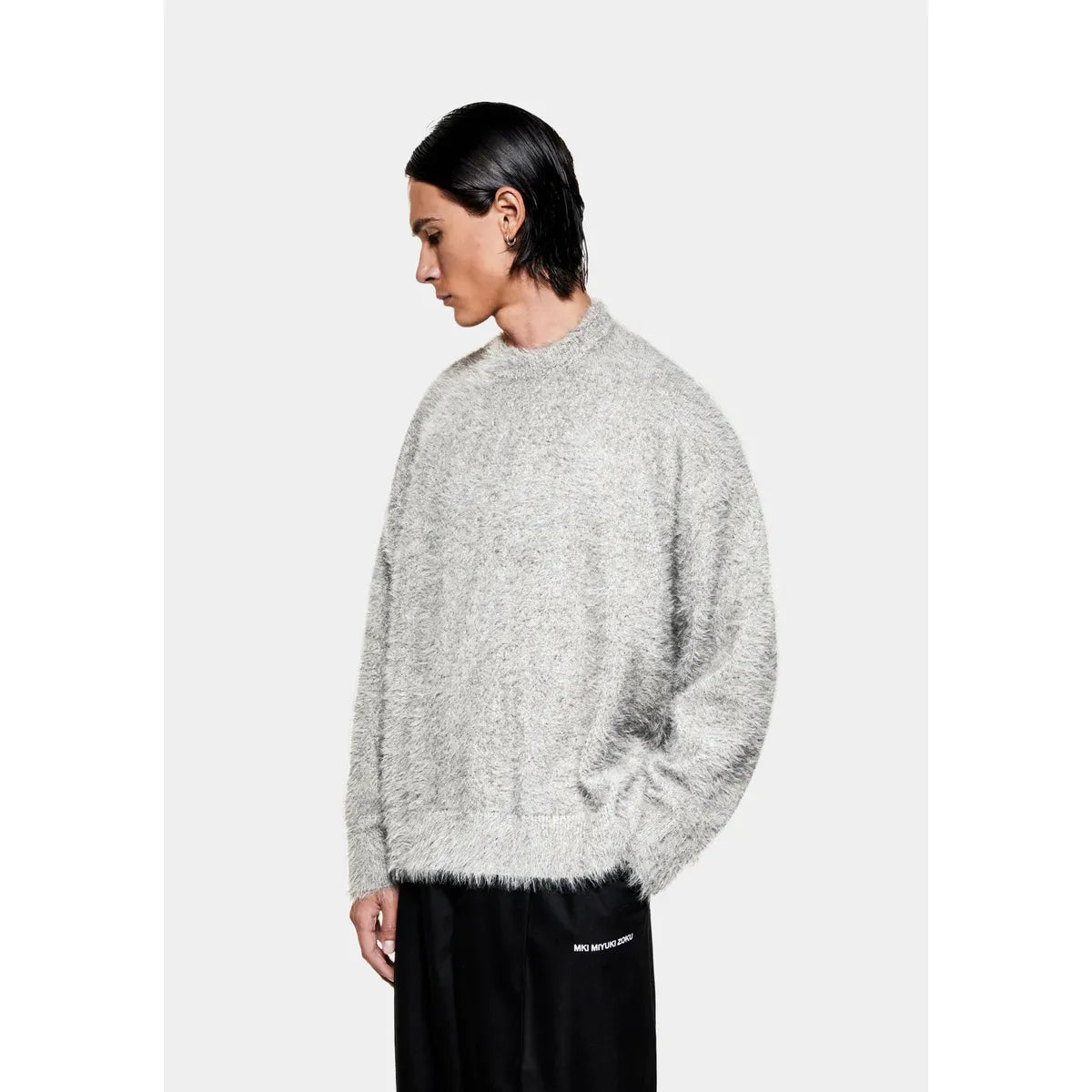 MKI FAUX ALPACA KNIT GREY MELANGE CREWNECK