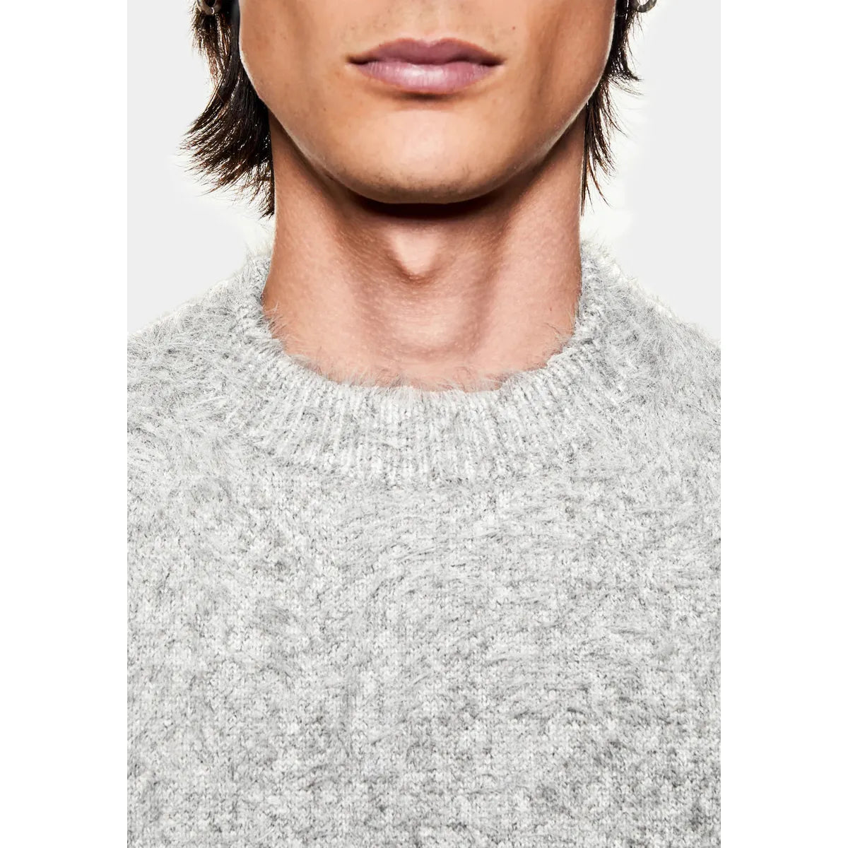 MKI FAUX ALPACA KNIT GREY MELANGE CREWNECK