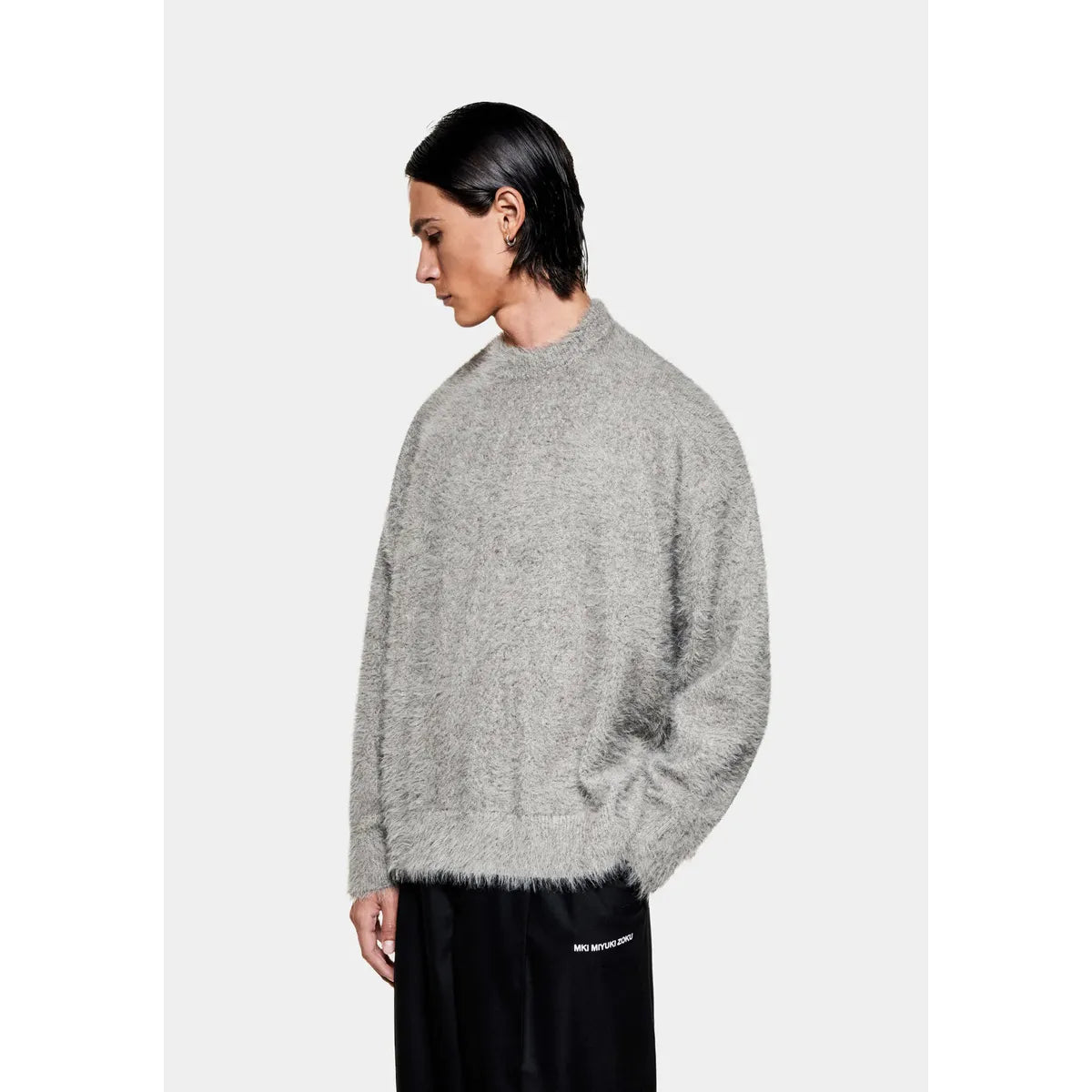 MKI FAUX ALPACA KNIT CHARCOAL MELANGE CREWNECK