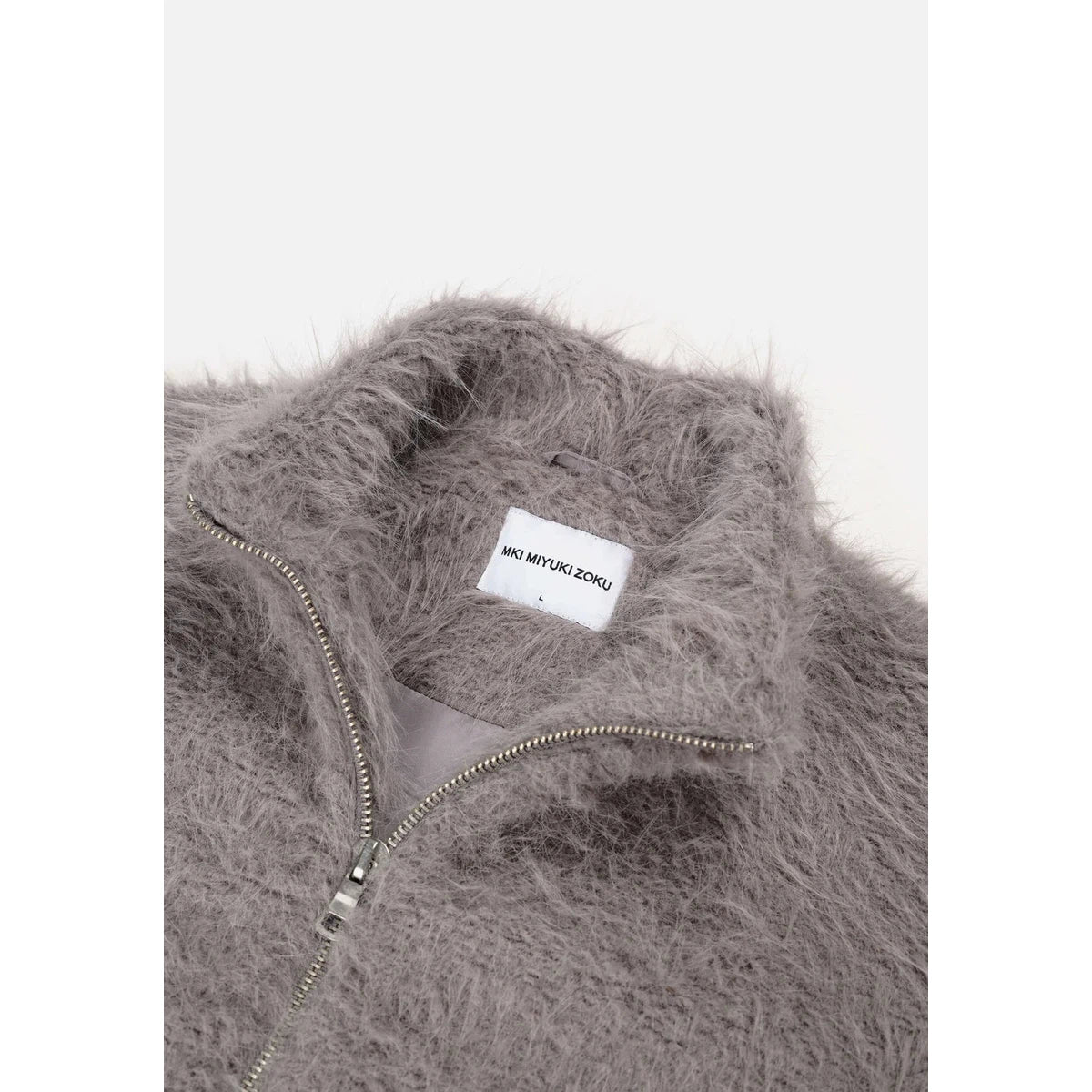 MKI FAUX ALPACA TRACK JACKET LIGHT GREY