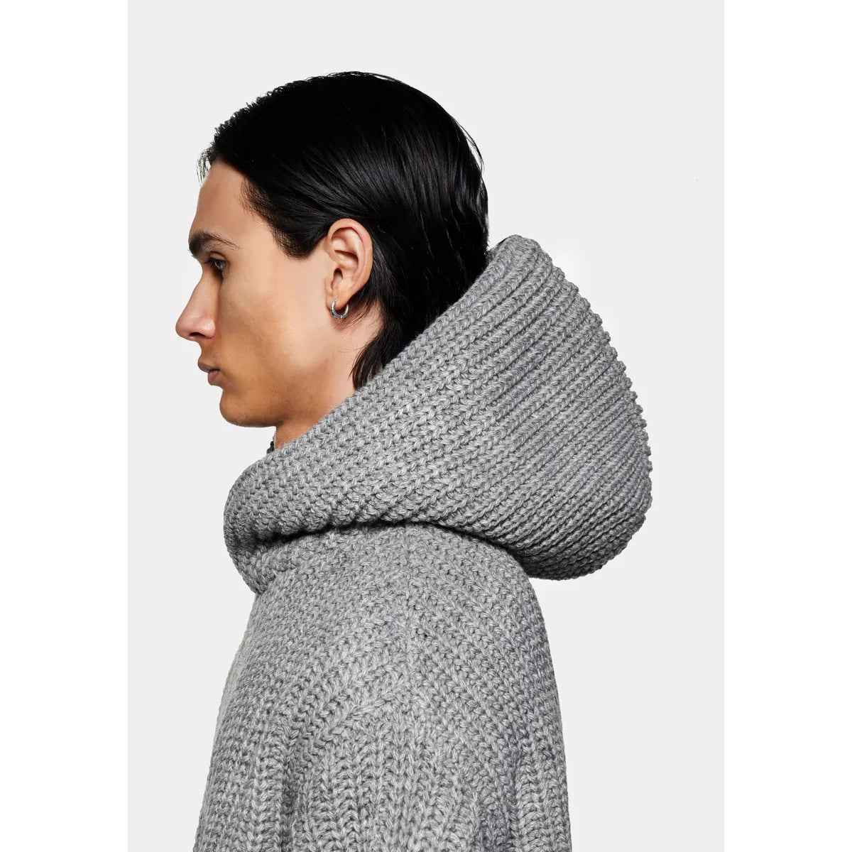 MKI CHUNKY RIB KNIT GREY MELANGE HOODY
