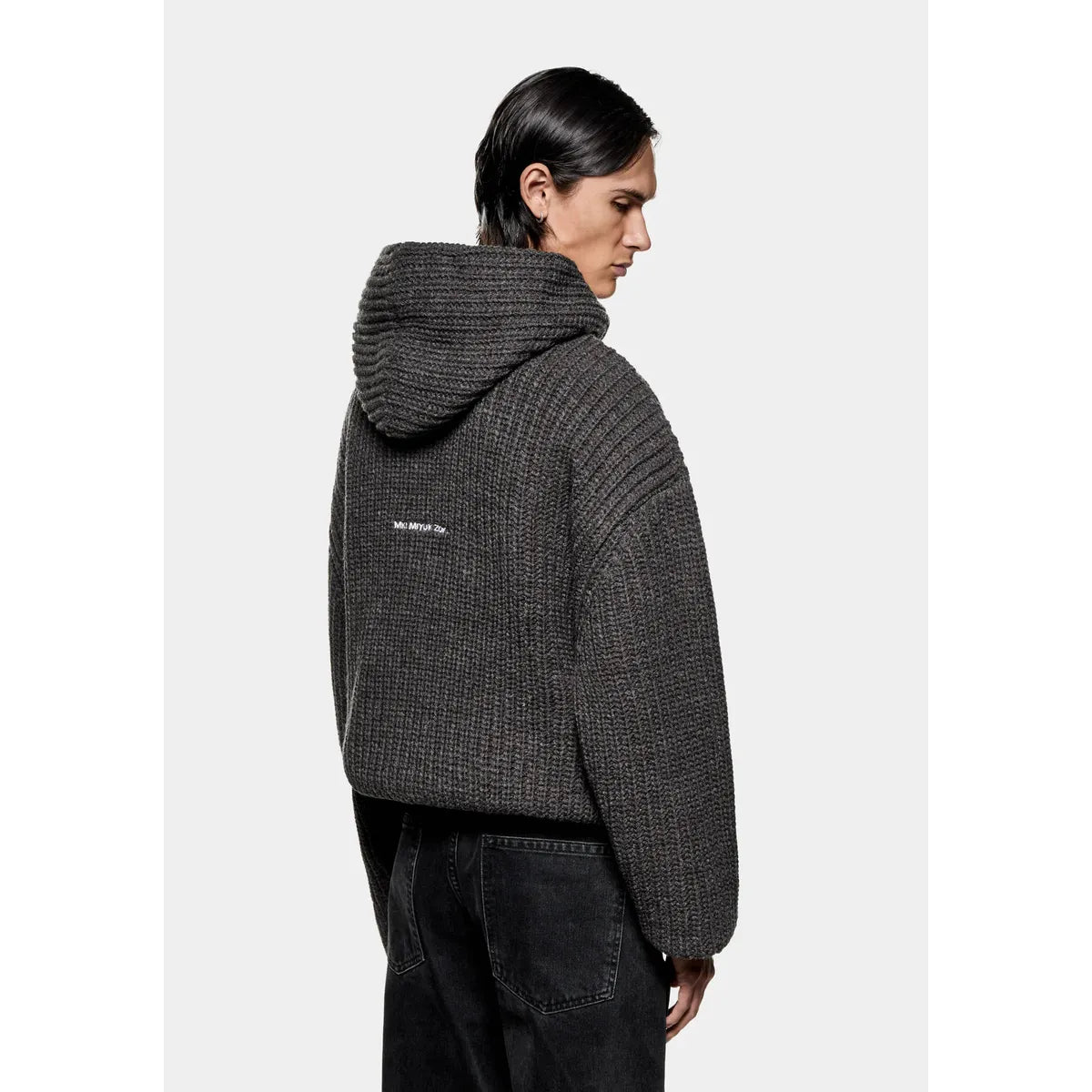 MKI CHUNKY RIB KNIT CHARCOAL MELANGE HOODY