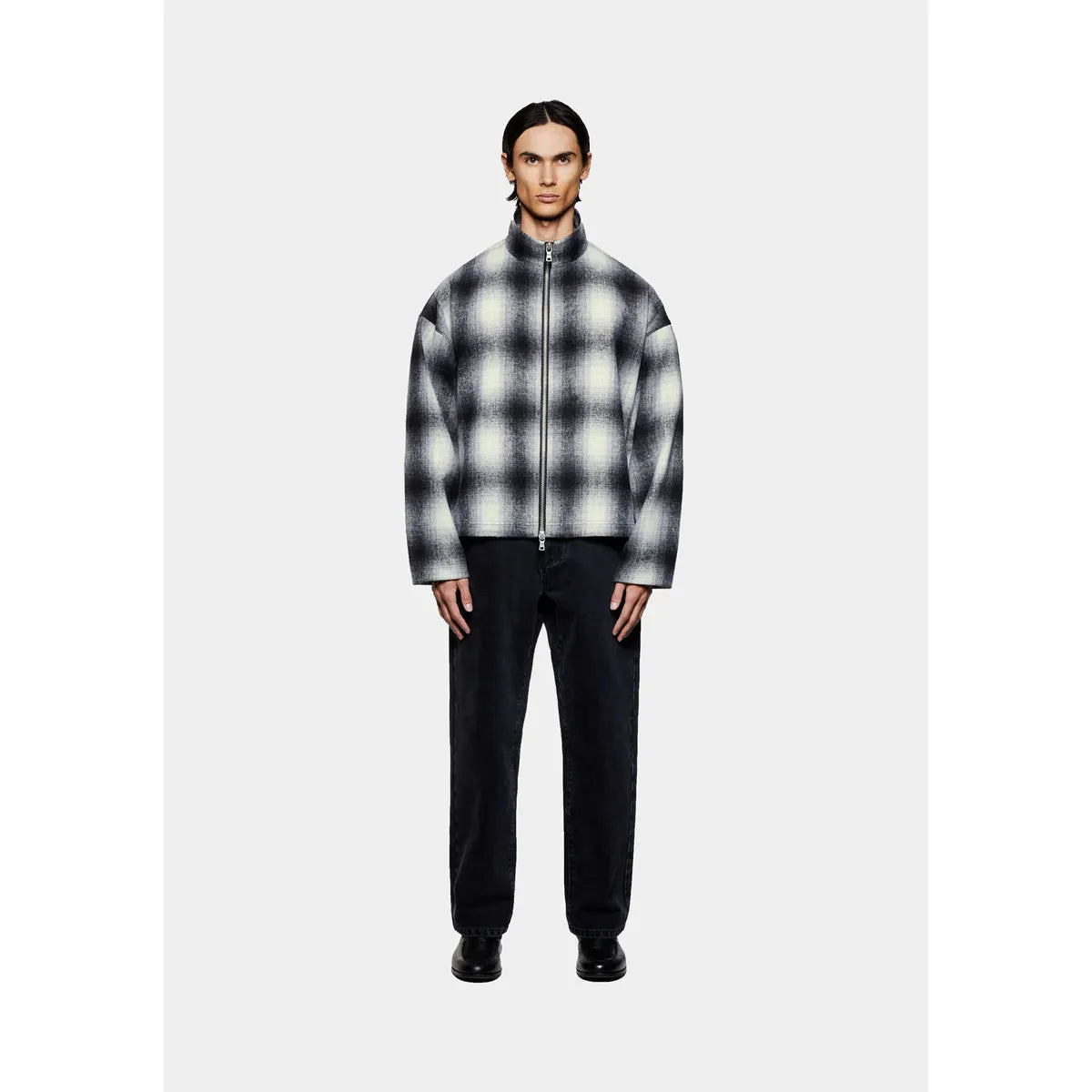 MKI WOOL CHECK TRACK OFF WHITE / BLACK JACKET