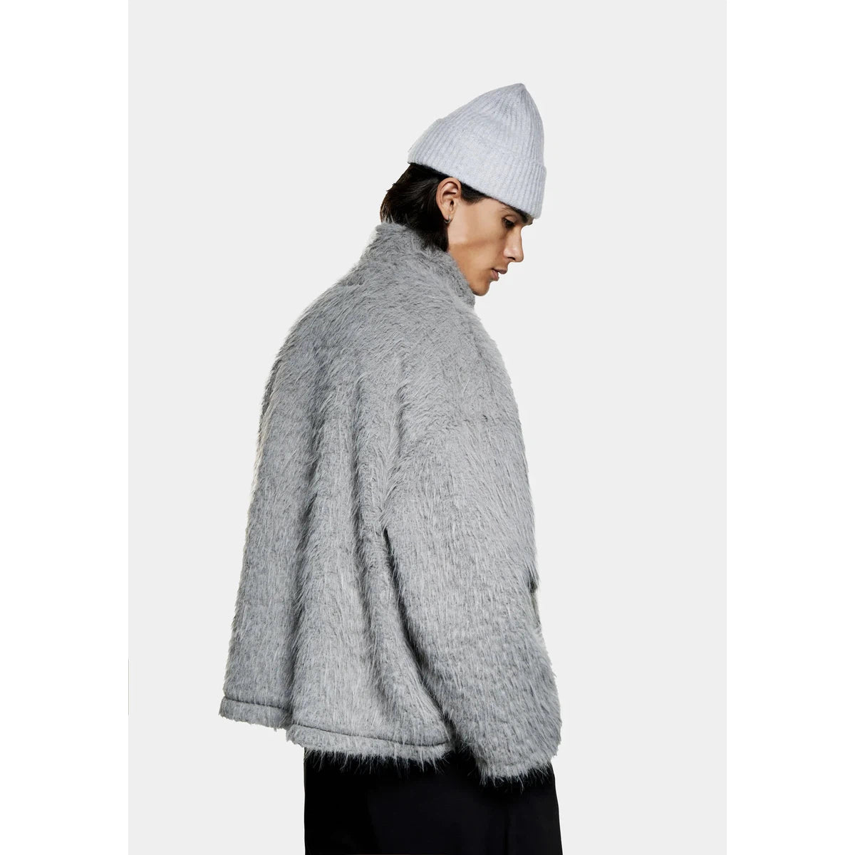 MKI FAUX ALPACA TRACK JACKET LIGHT GREY