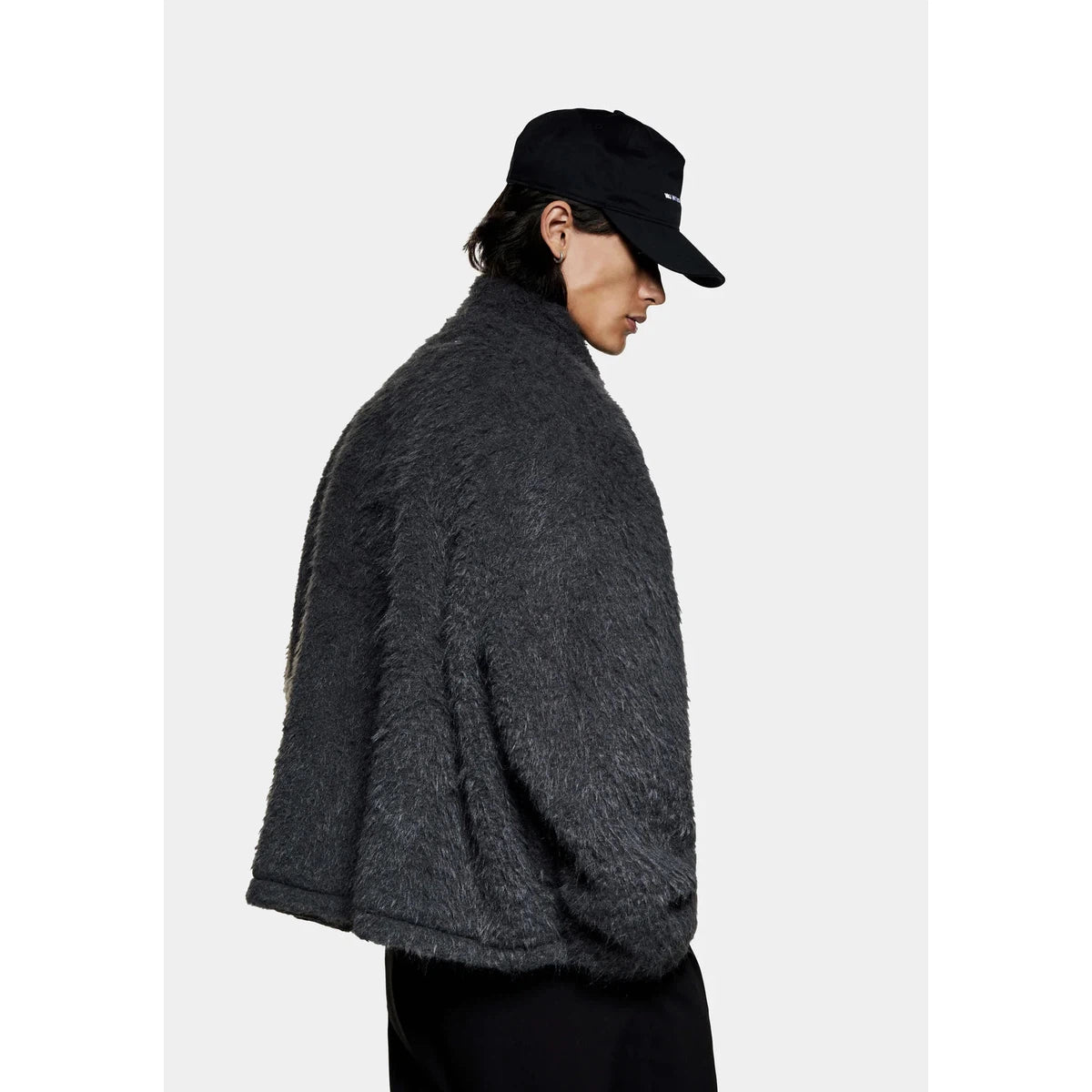 MKI FAUX ALPACA TRACK JACKET CHARCOL