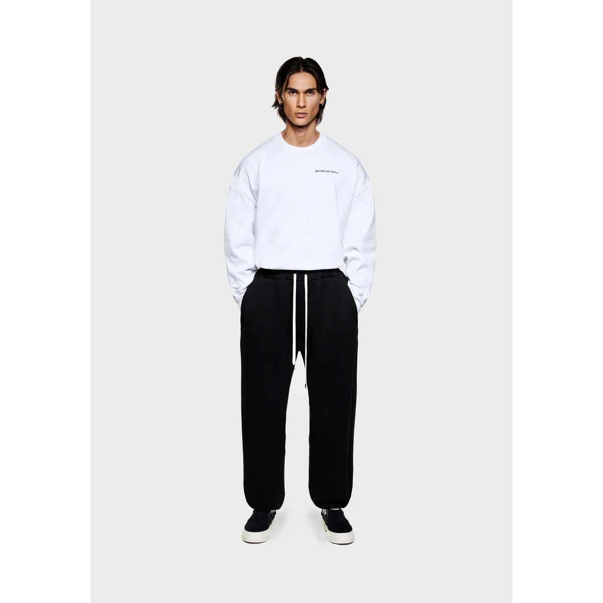 MKI 800 GSM SUPERWEIGHT WIDE LEG JOGGERS BLACK