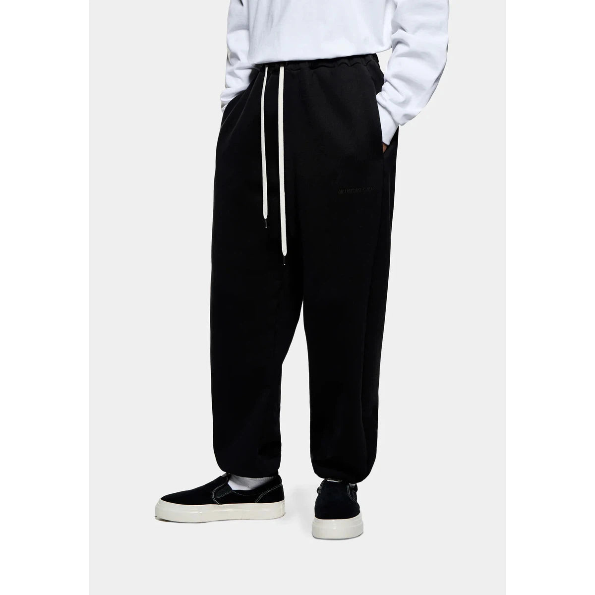 MKI 800 GSM SUPERWEIGHT WIDE LEG JOGGERS BLACK