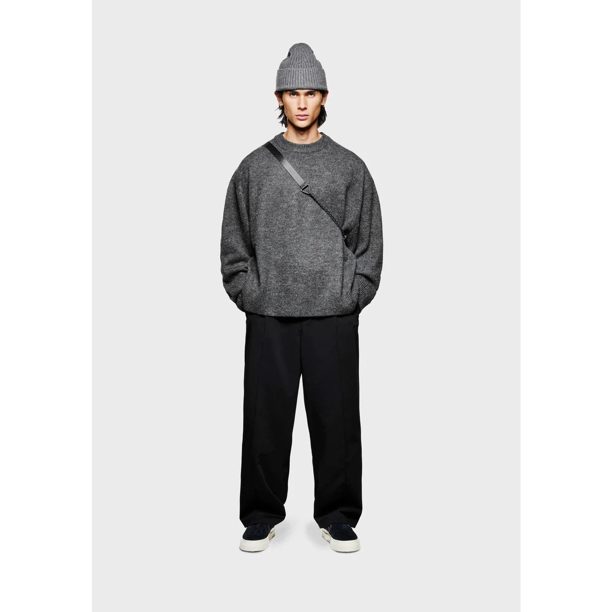 MKI MOHAIR BLEND KNIT CREWNECK CHARCOAL