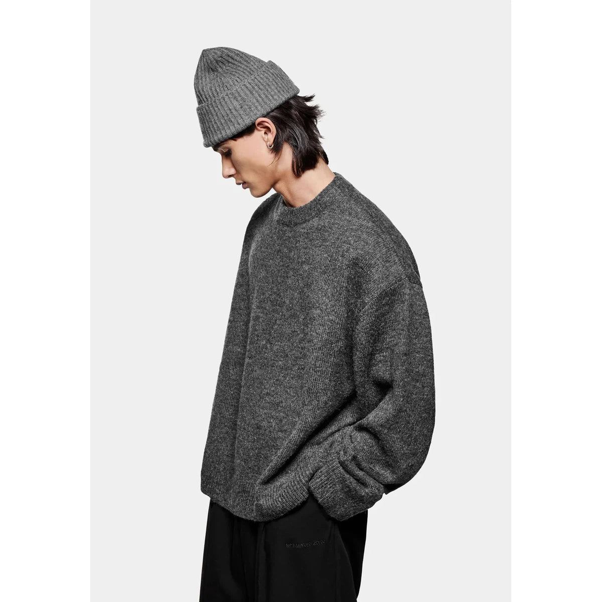 MKI MOHAIR BLEND KNIT CREWNECK CHARCOAL