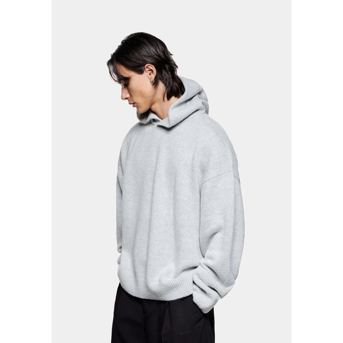 MKI MOHAIR BLEND KNIT HOODY GREY