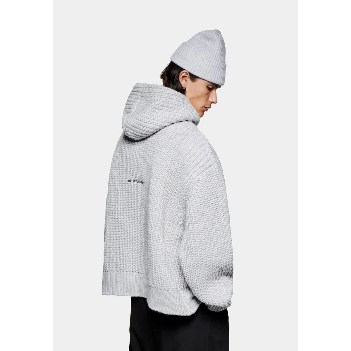 MKI CHUNKY RIB KNIT HOODY GREY