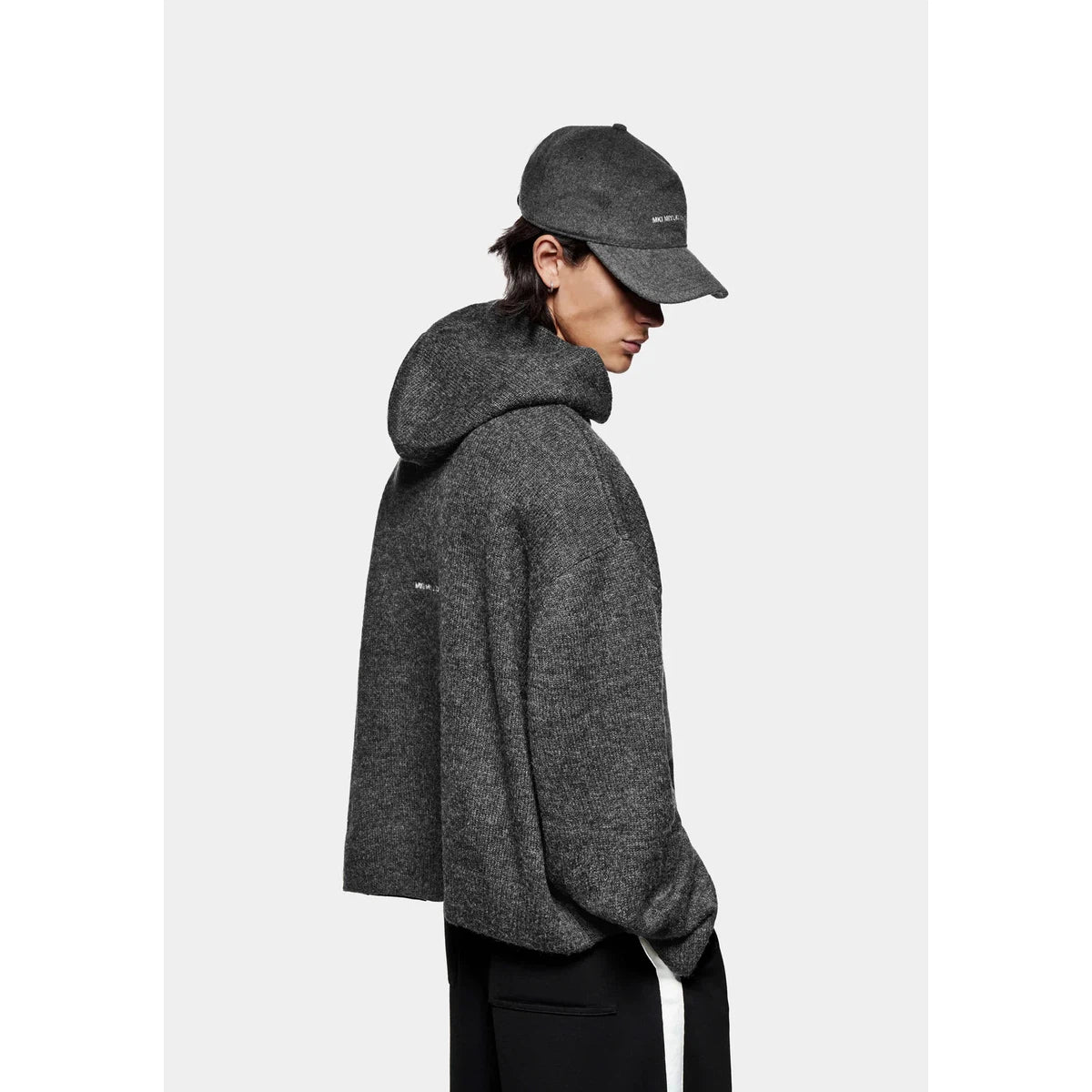 MKI MOHAIR BLEND KNIT HOODY CHARCOAL