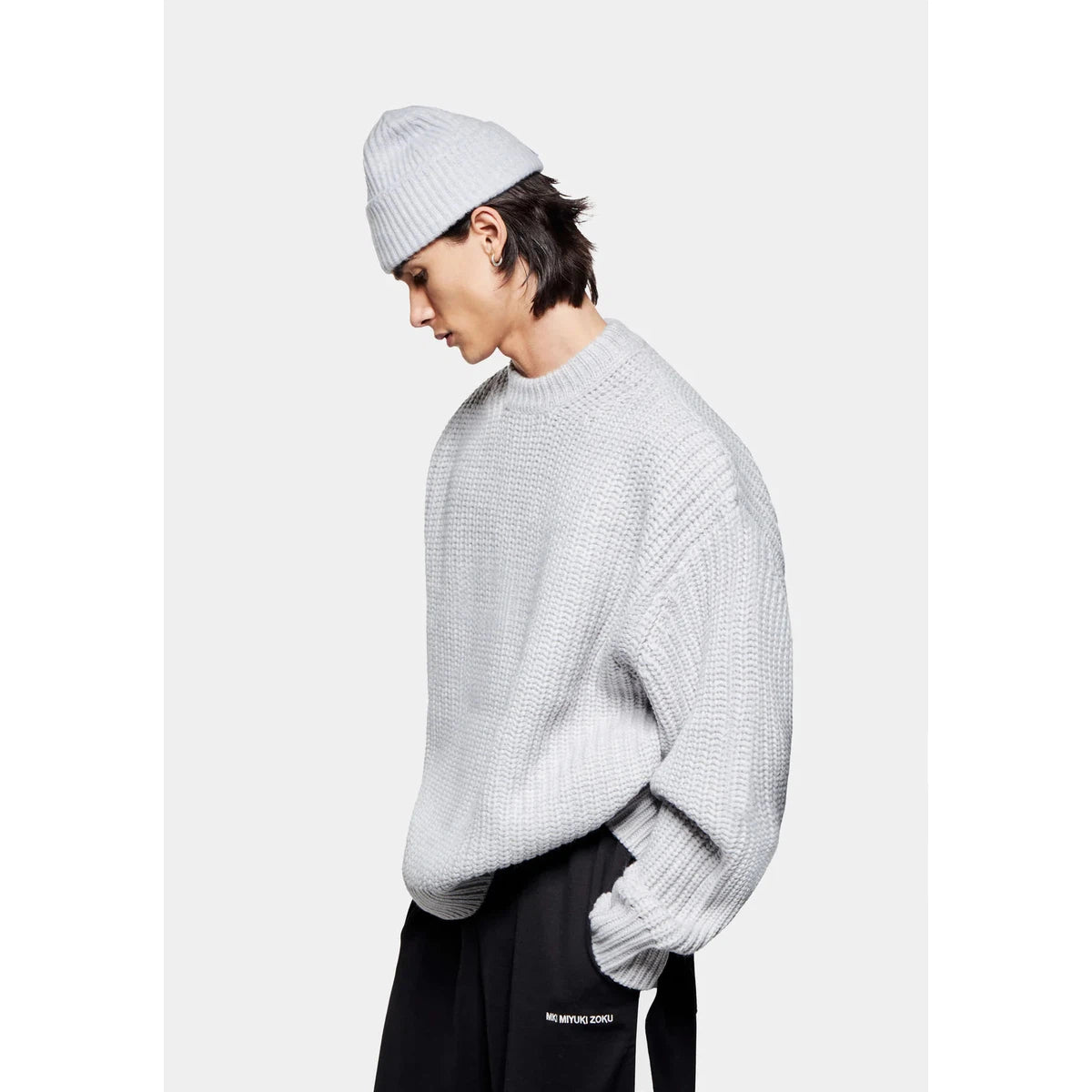 MKI CHUNKY RIB KNIT CREWNECK GREY