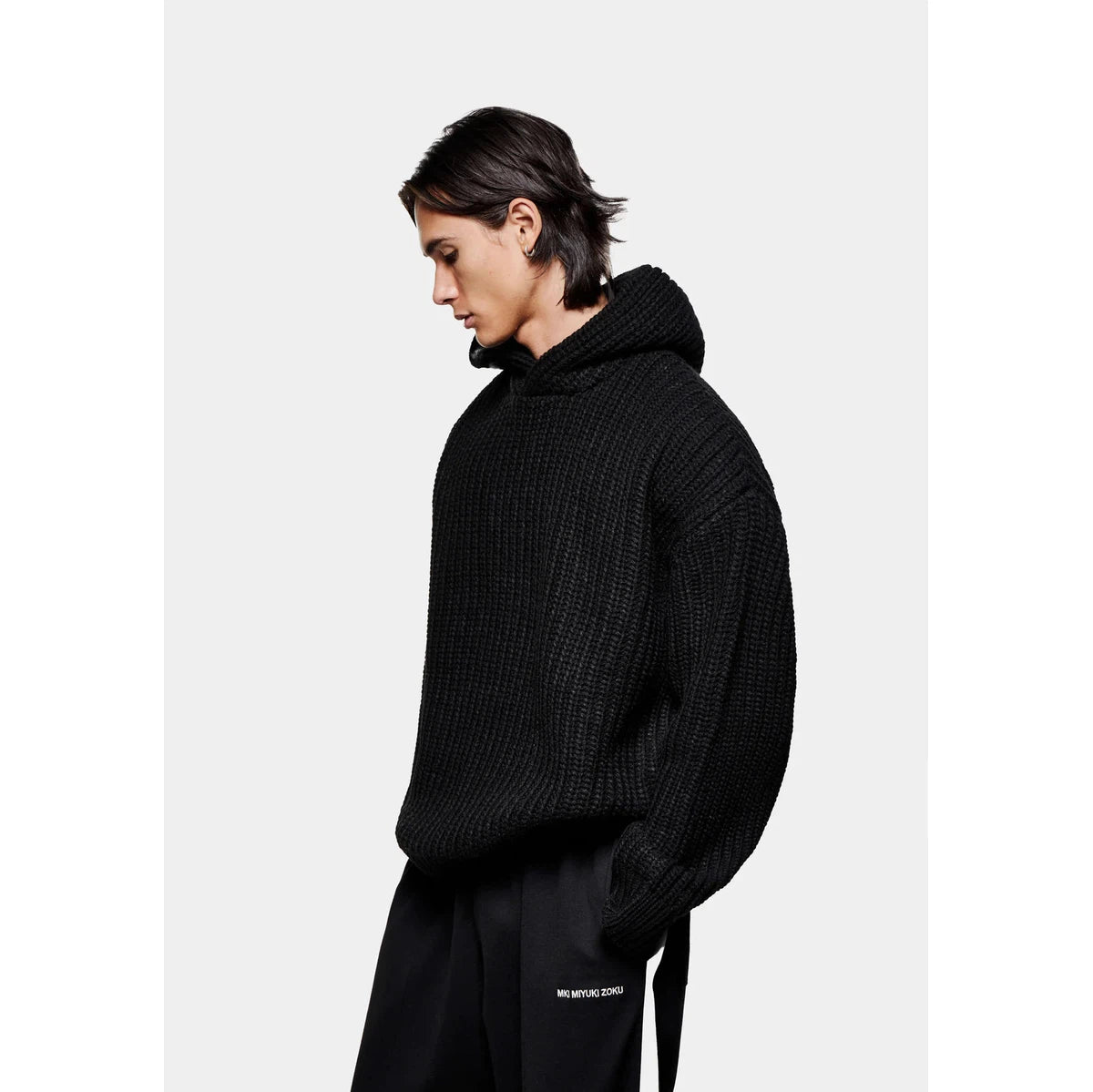 MKI CHUNKY RIB KNIT HOODY BLACK