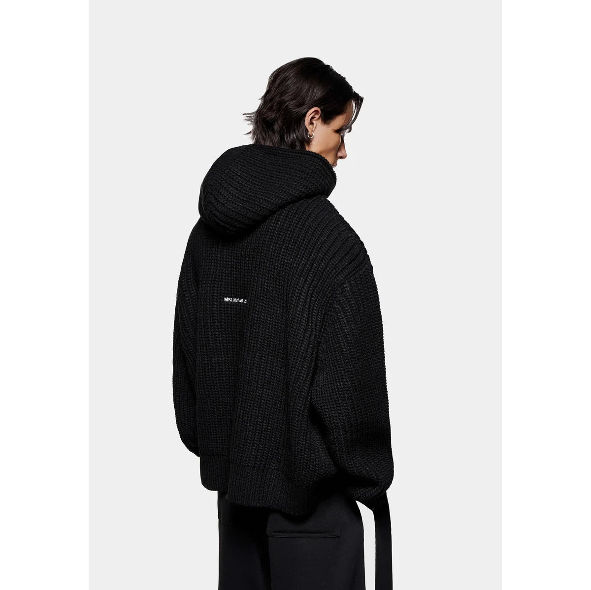 MKI CHUNKY RIB KNIT HOODY BLACK