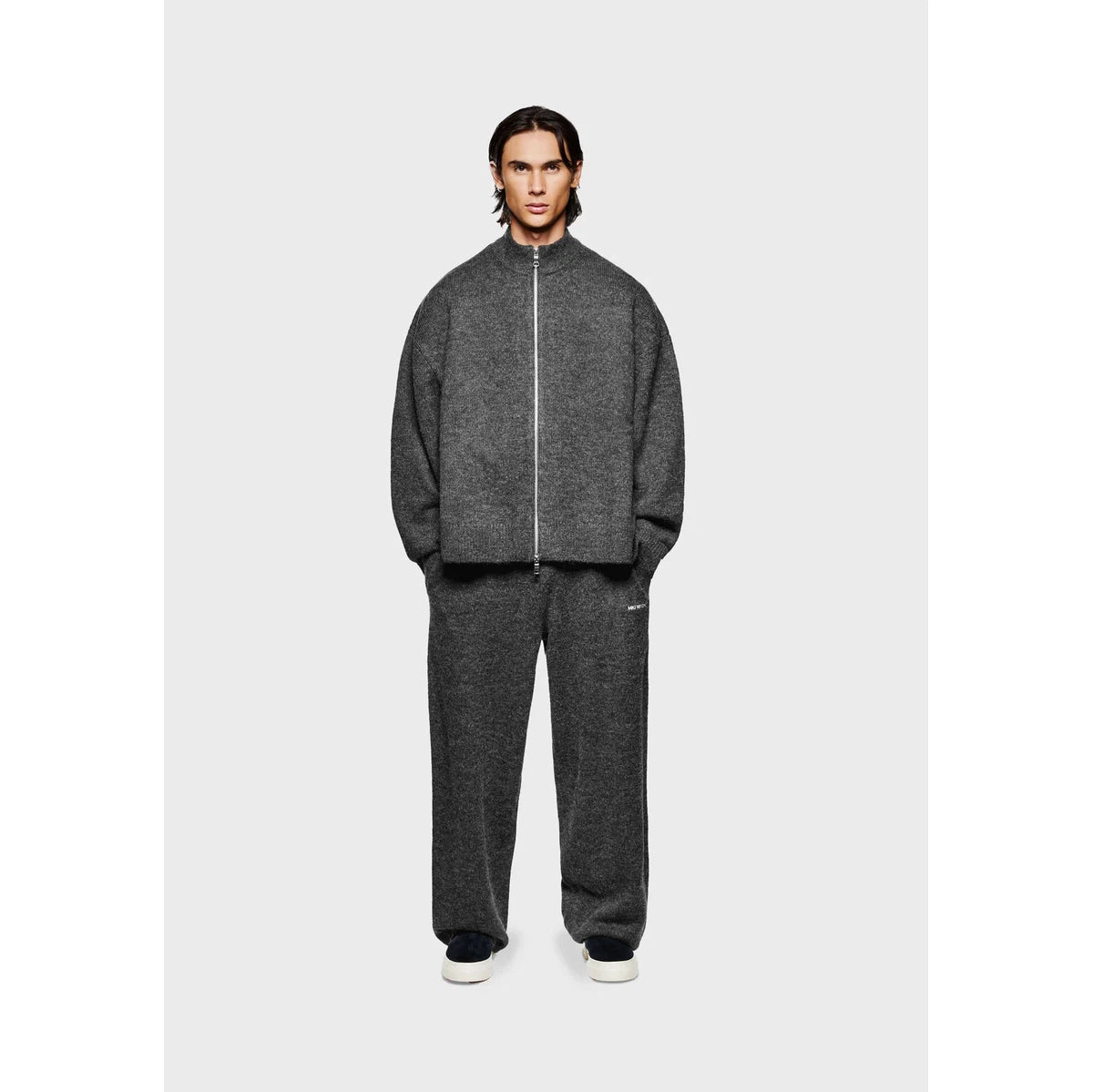 MKI MOHAIR BLEND KNIT TRACK JACKET CHARCOAL