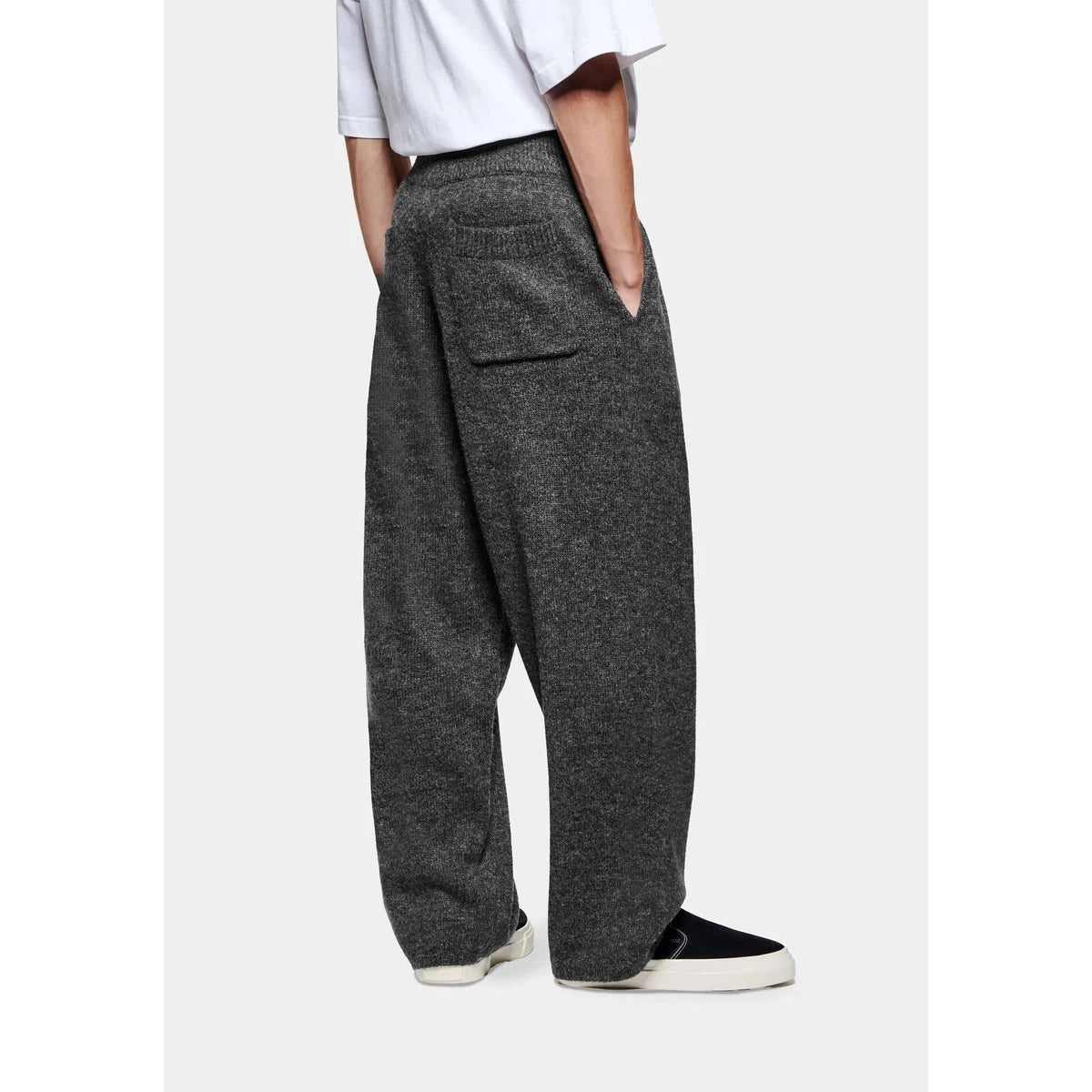 MKI MOHAIR BLEND KNIT WIDE LEG JOGGERS CHARCOAL