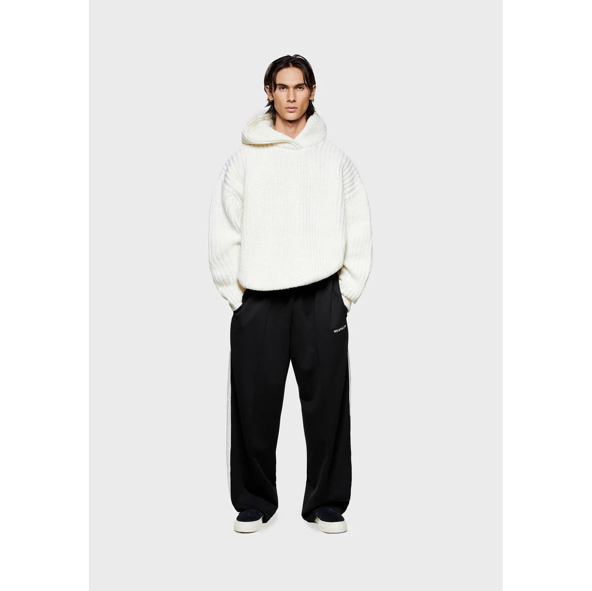 MKI CHUNKY RIB KNIT HOODY OFF-WHITE