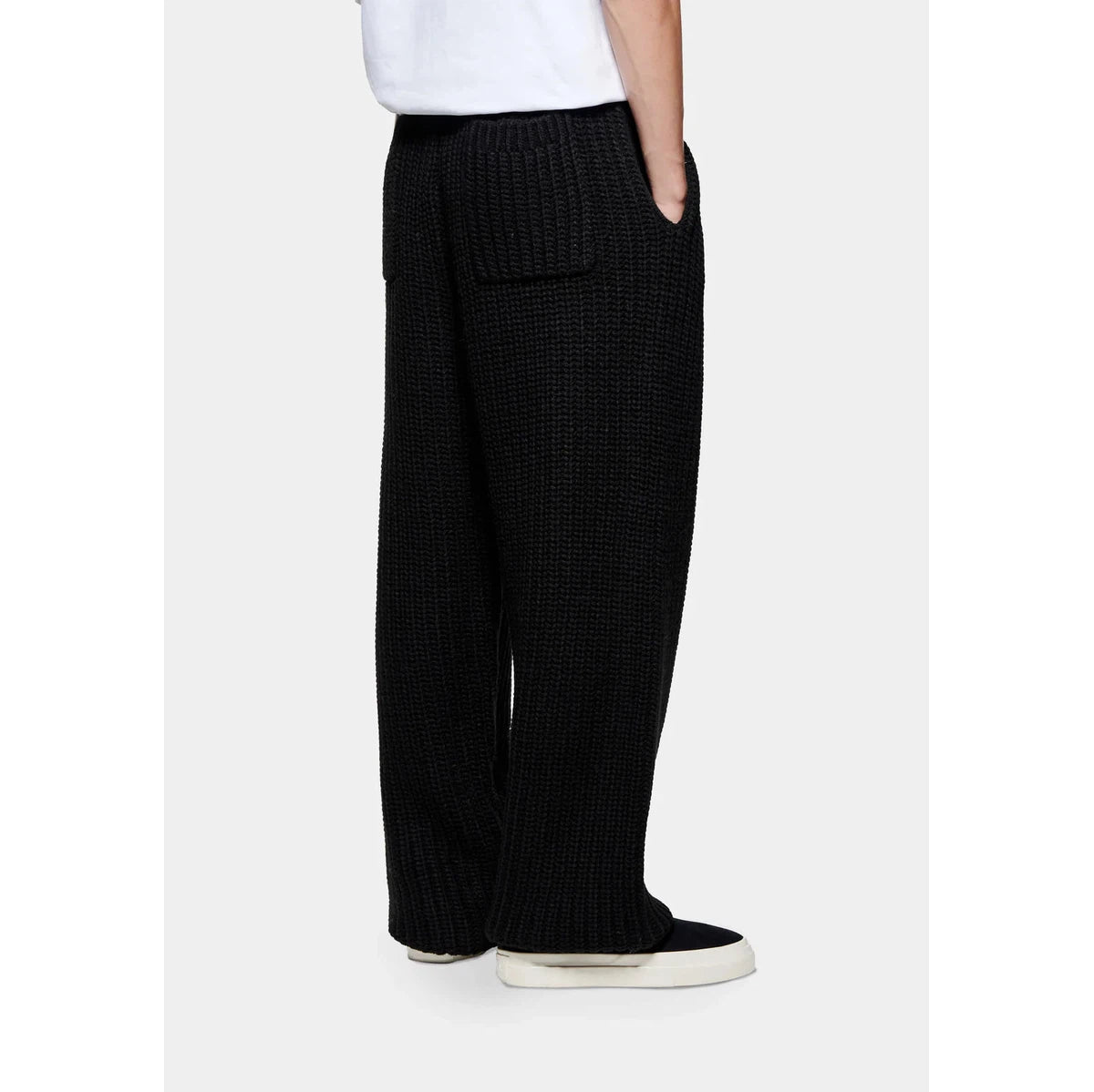 MKI CHUNKY RIB KNIT WIDE LEG JOGGERS BLACK